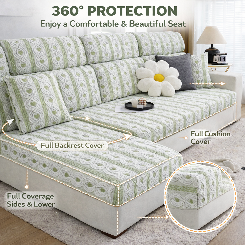 Anti-Slip Jacquard L Shaped Cushion Sofa Couch Cover