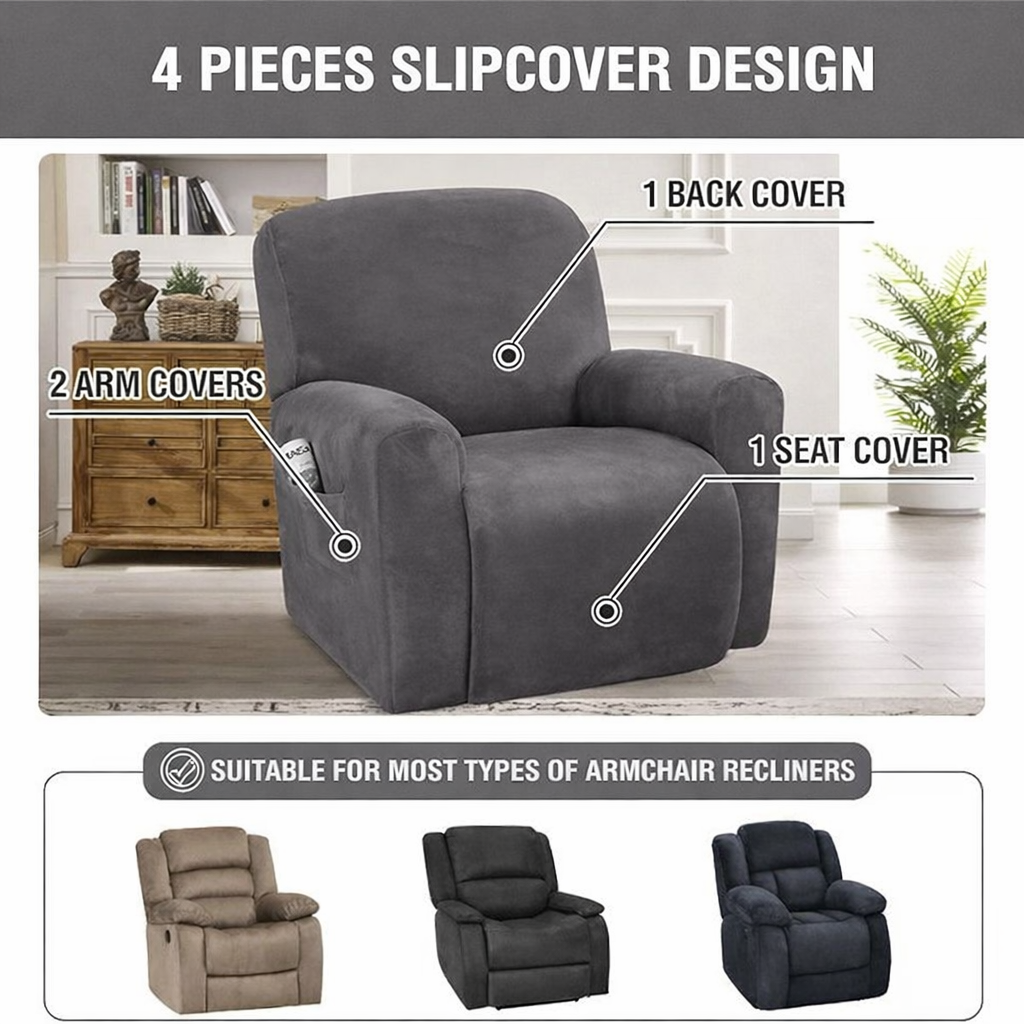 Velvet Love Seat Slipcover Recliner Cover