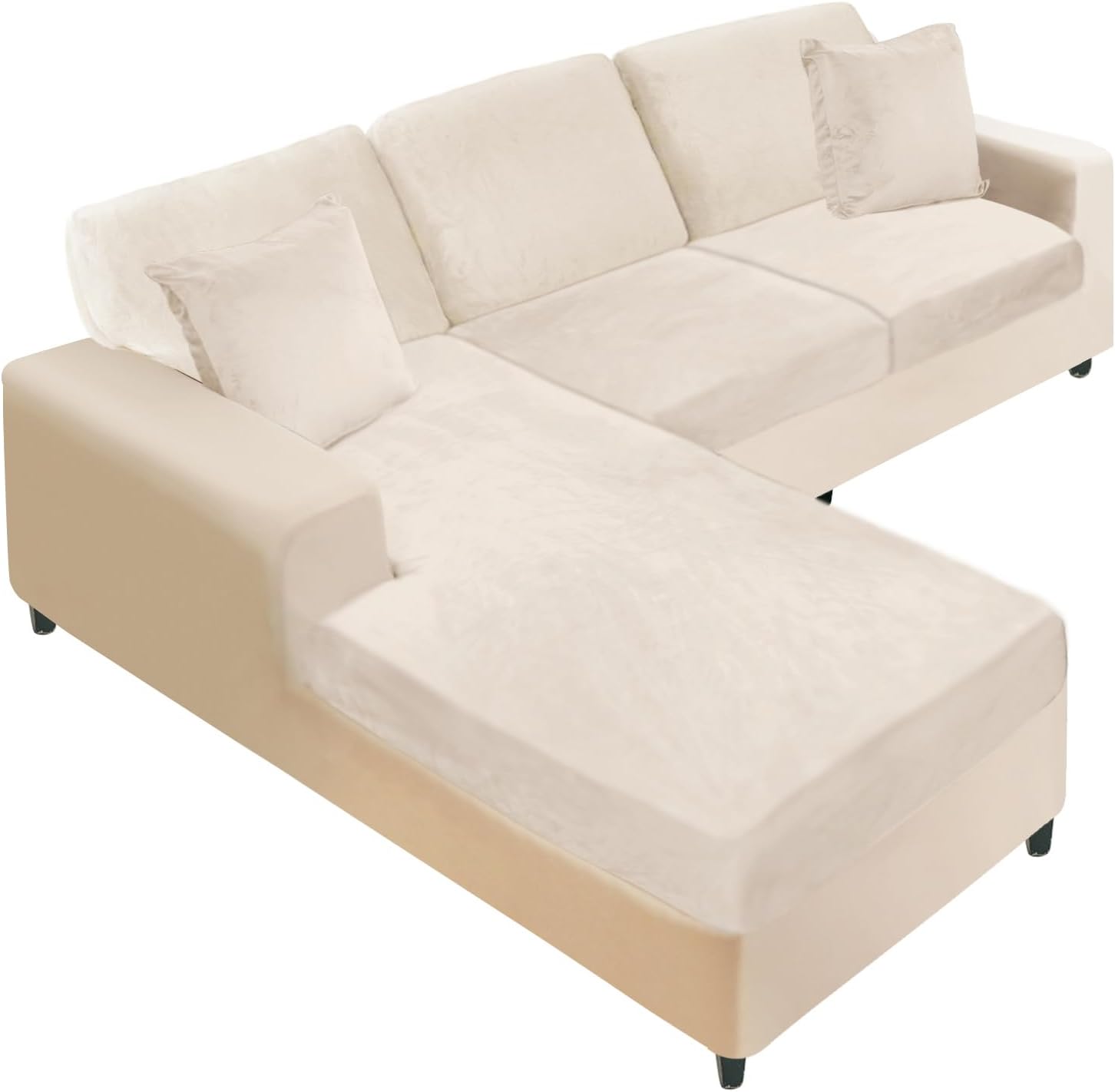 L Shaped Velvet Cushion Slipcover Sofa Couch Cover