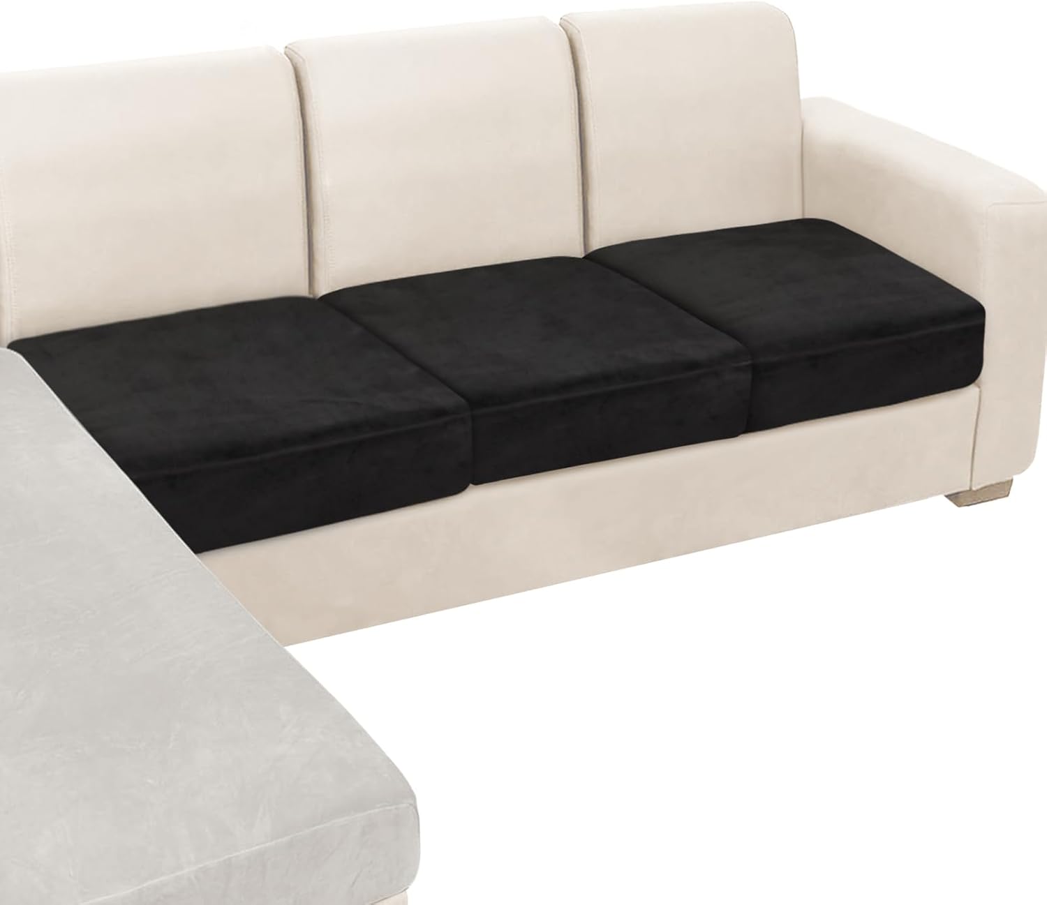 L Shaped Velvet Cushion Slipcover Sofa Couch Cover