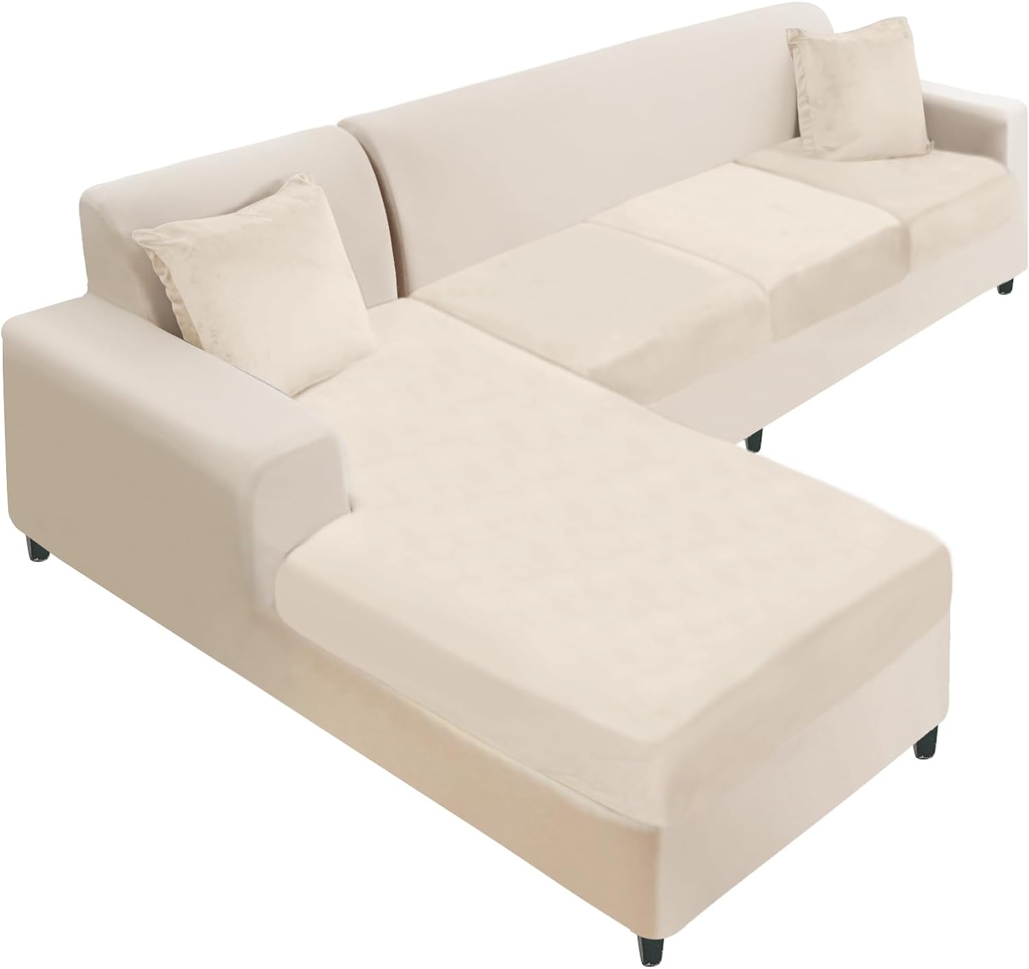 L Shaped Velvet Cushion Slipcover Sofa Couch Cover