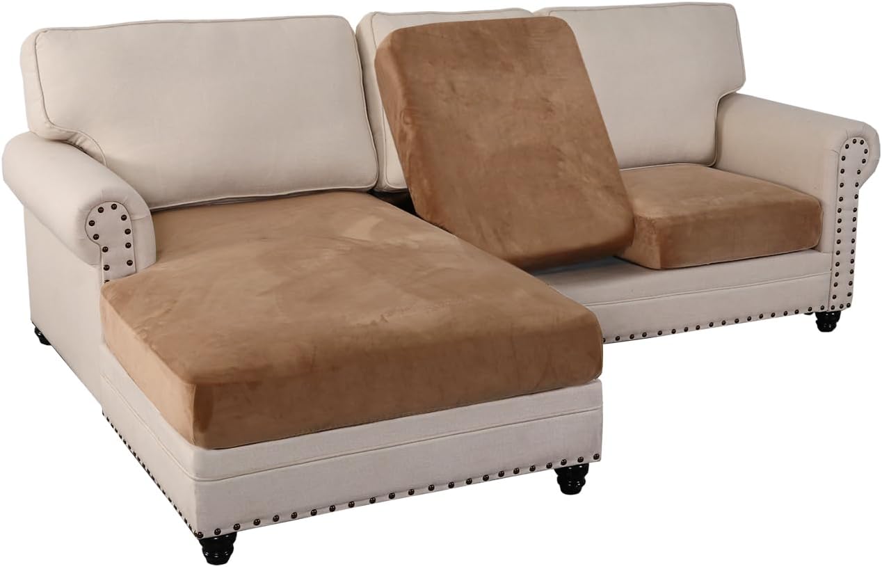 L Shaped Velvet Cushion Slipcover Sofa Couch Cover