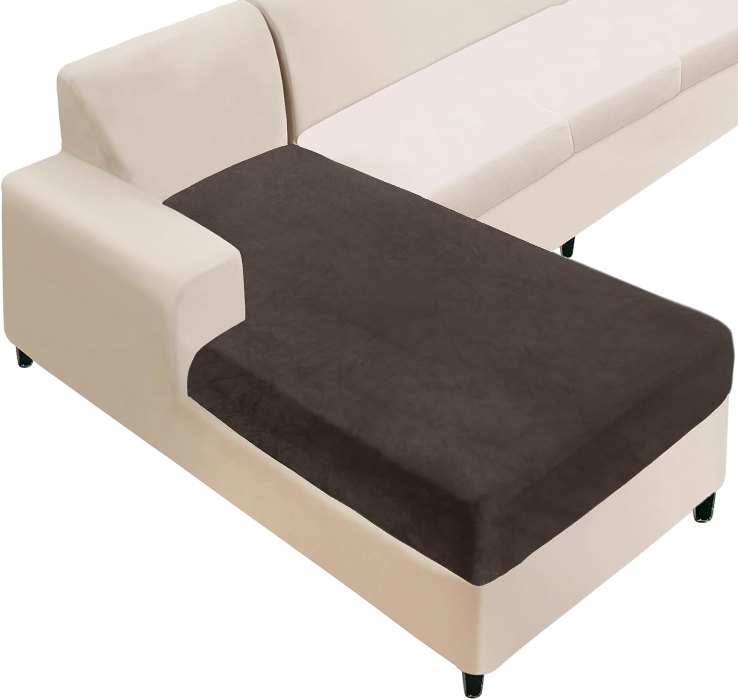L Shaped Velvet Cushion Slipcover Sofa Couch Cover