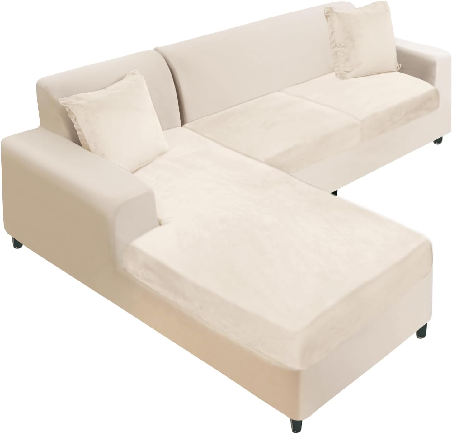L Shaped Velvet Cushion Slipcover Sofa Couch Cover