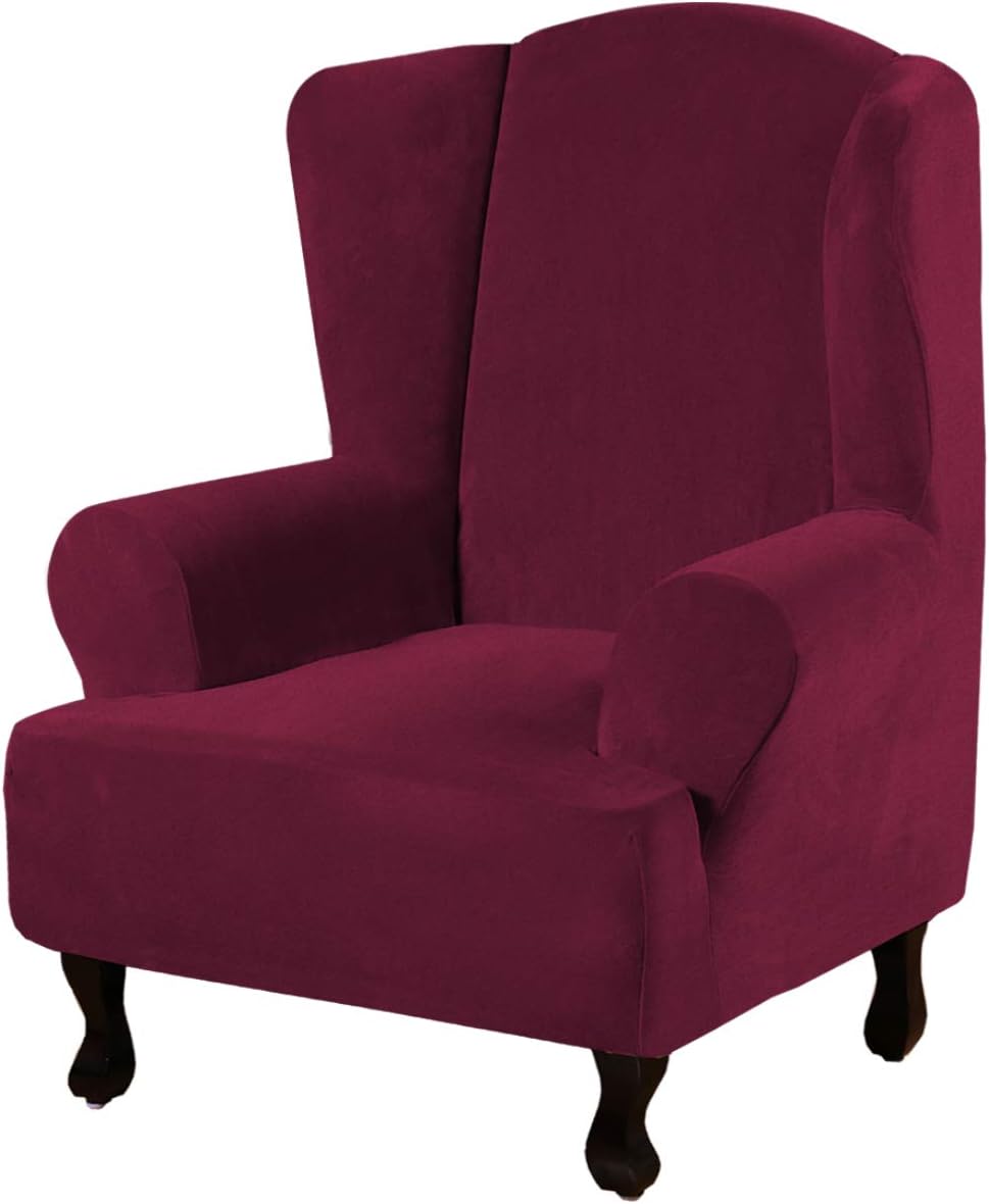 Wing Chair Seat Velvet Slipcover