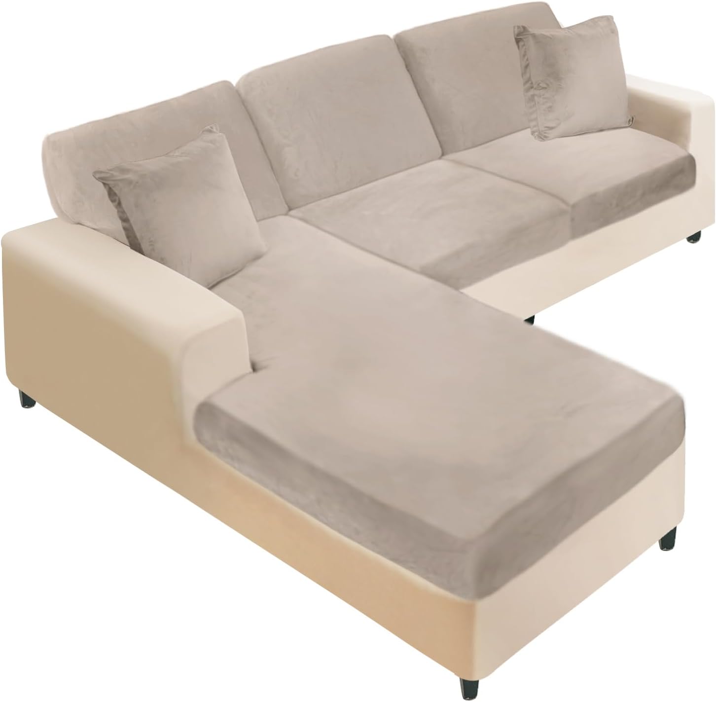 L Shaped Velvet Cushion Slipcover Sofa Couch Cover