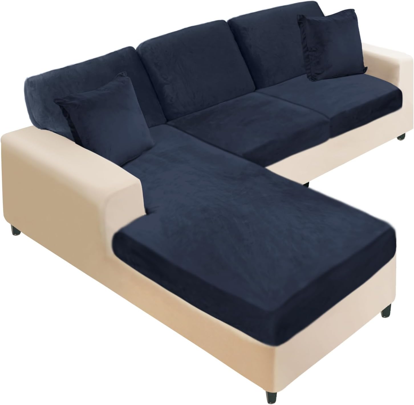 L Shaped Velvet Cushion Slipcover Sofa Couch Cover