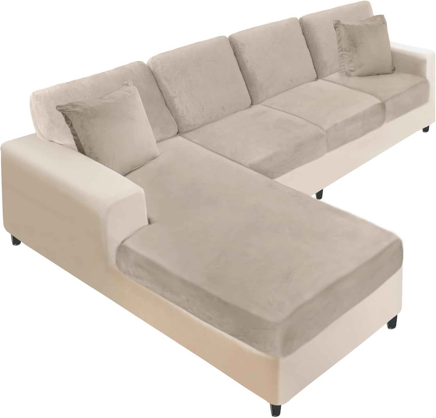 L Shaped Velvet Cushion Slipcover Sofa Couch Cover