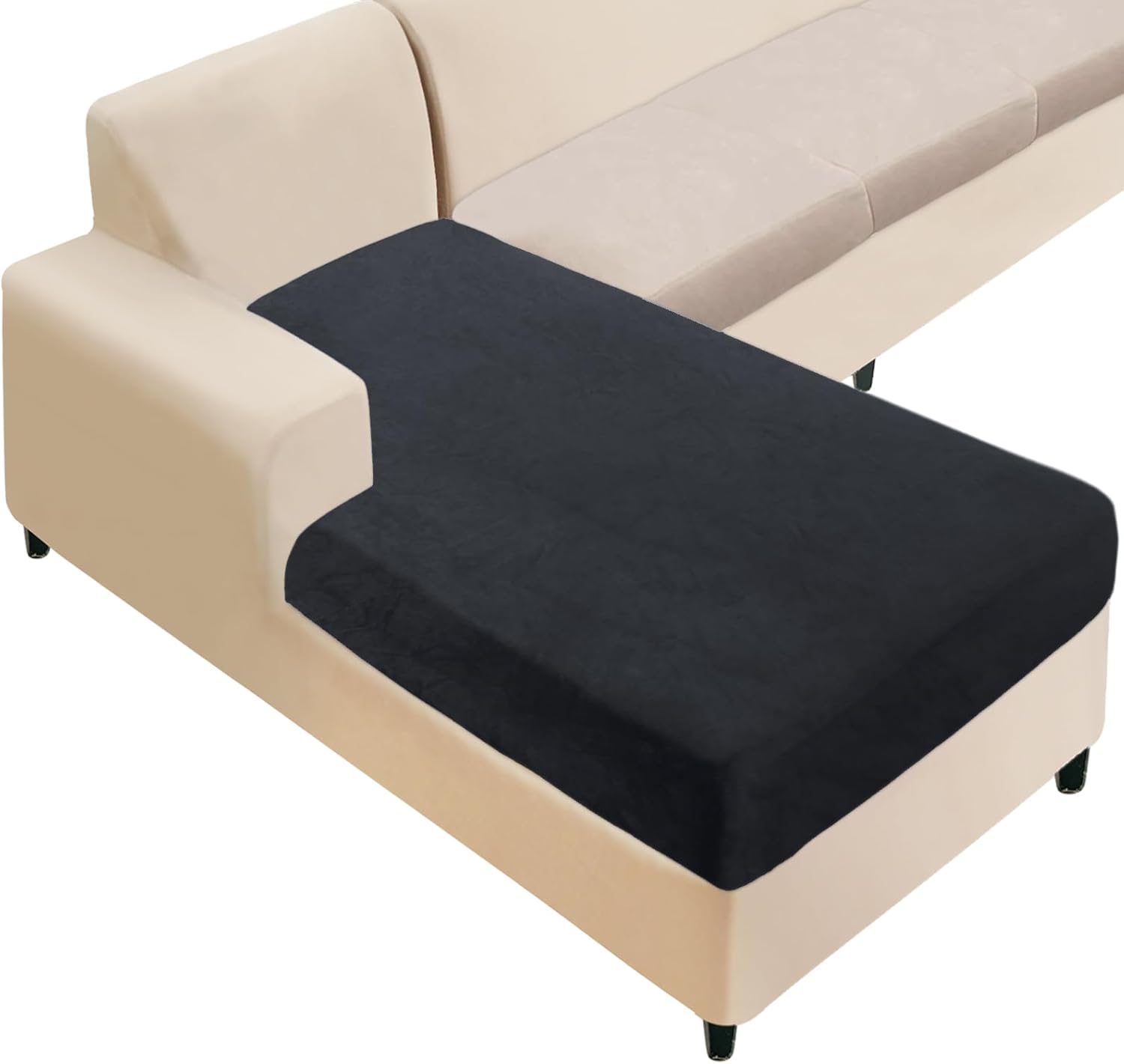 L Shaped Velvet Cushion Slipcover Sofa Couch Cover