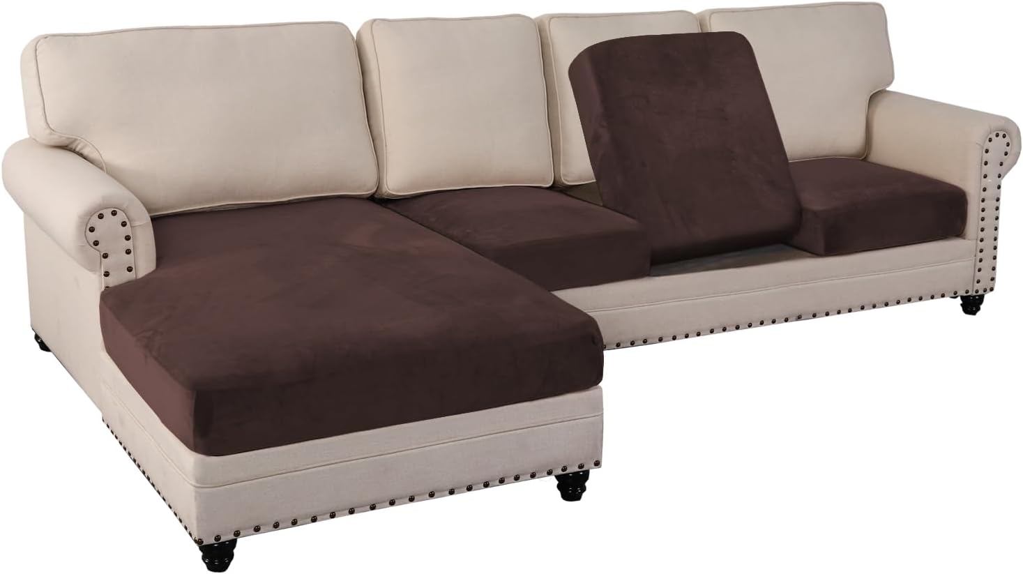 L Shaped Velvet Cushion Slipcover Sofa Couch Cover