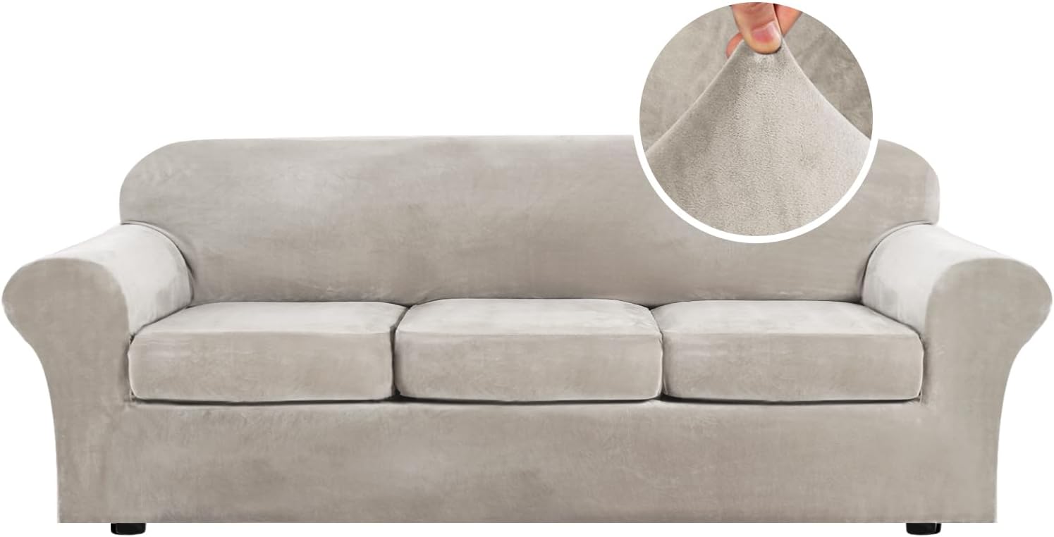 Velvet Cushion Sofa Seat Slipcover