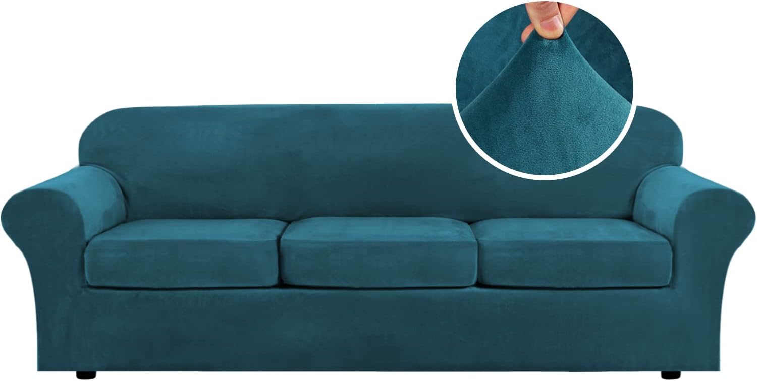 Velvet Cushion Sofa Seat Slipcover