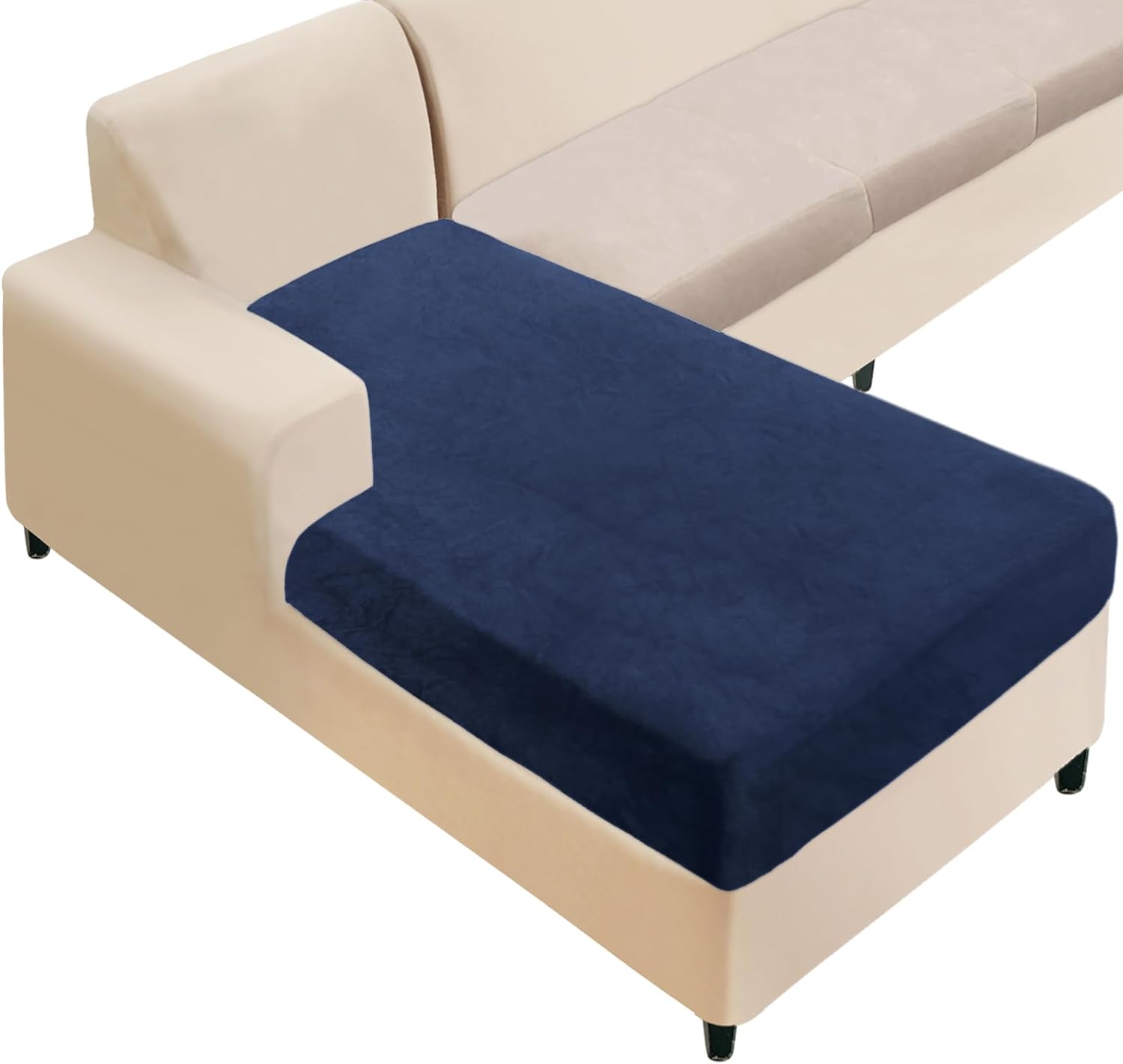 L Shaped Velvet Cushion Slipcover Sofa Couch Cover