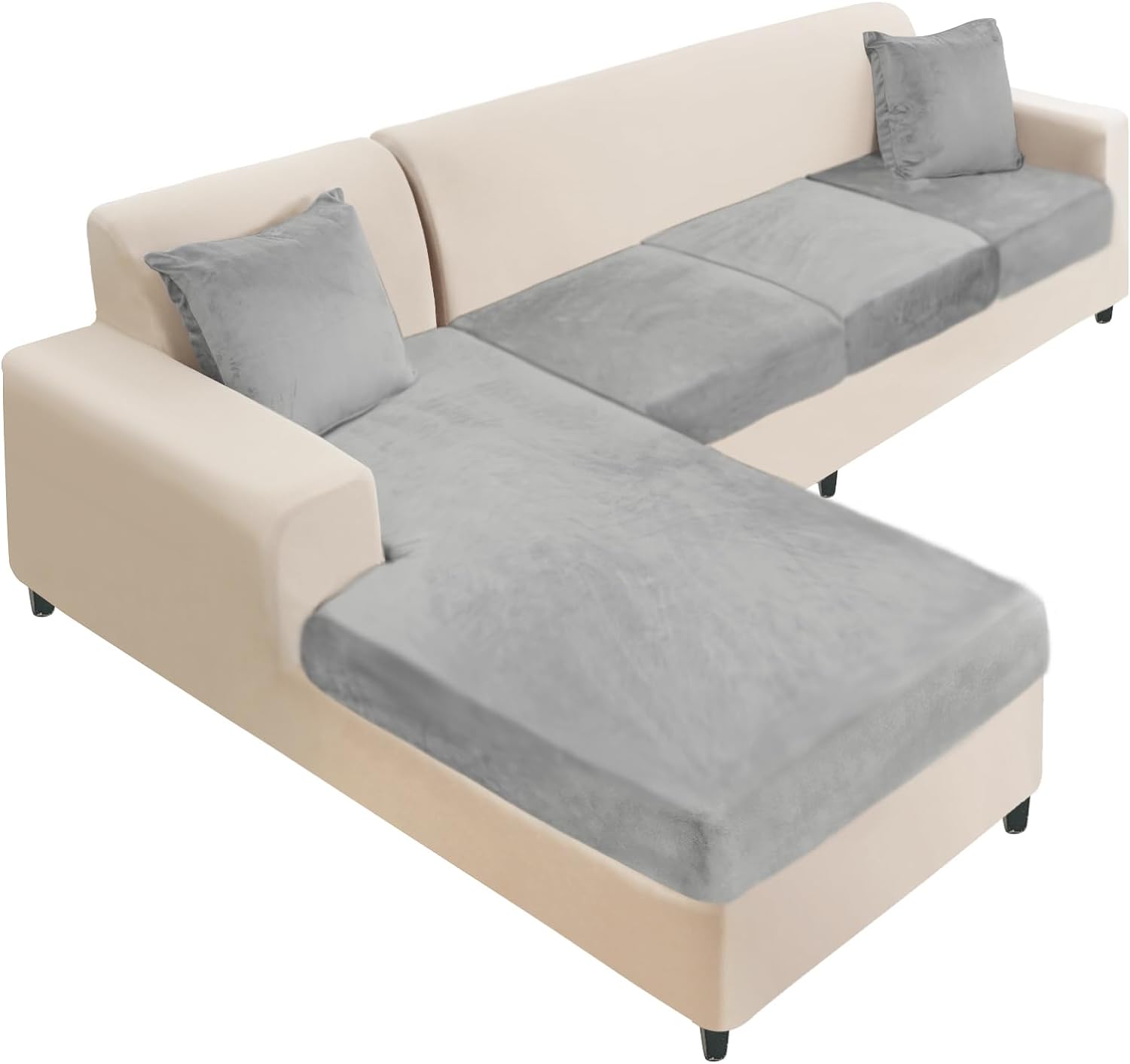 L Shaped Velvet Cushion Slipcover Sofa Couch Cover