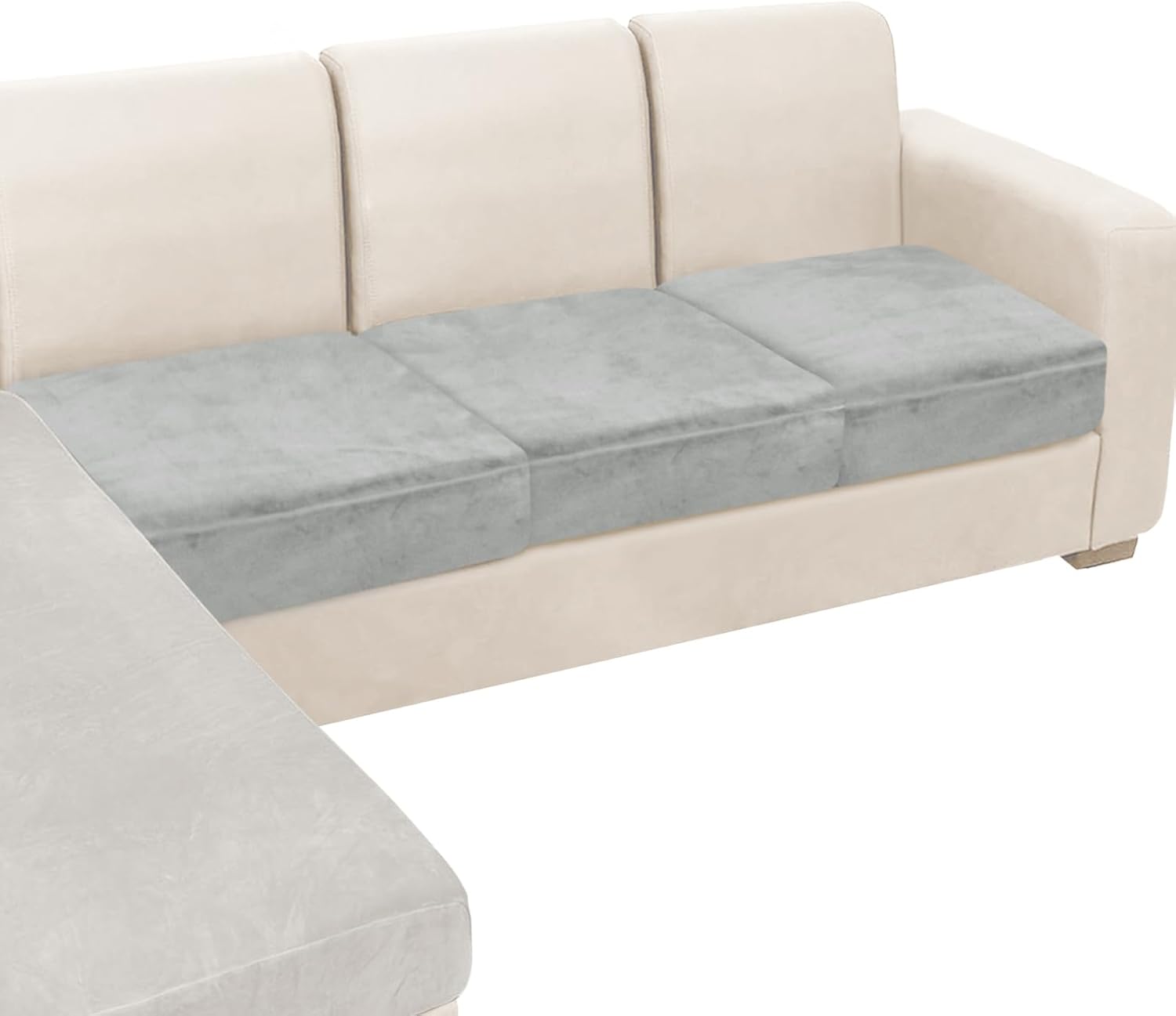 L Shaped Velvet Cushion Slipcover Sofa Couch Cover