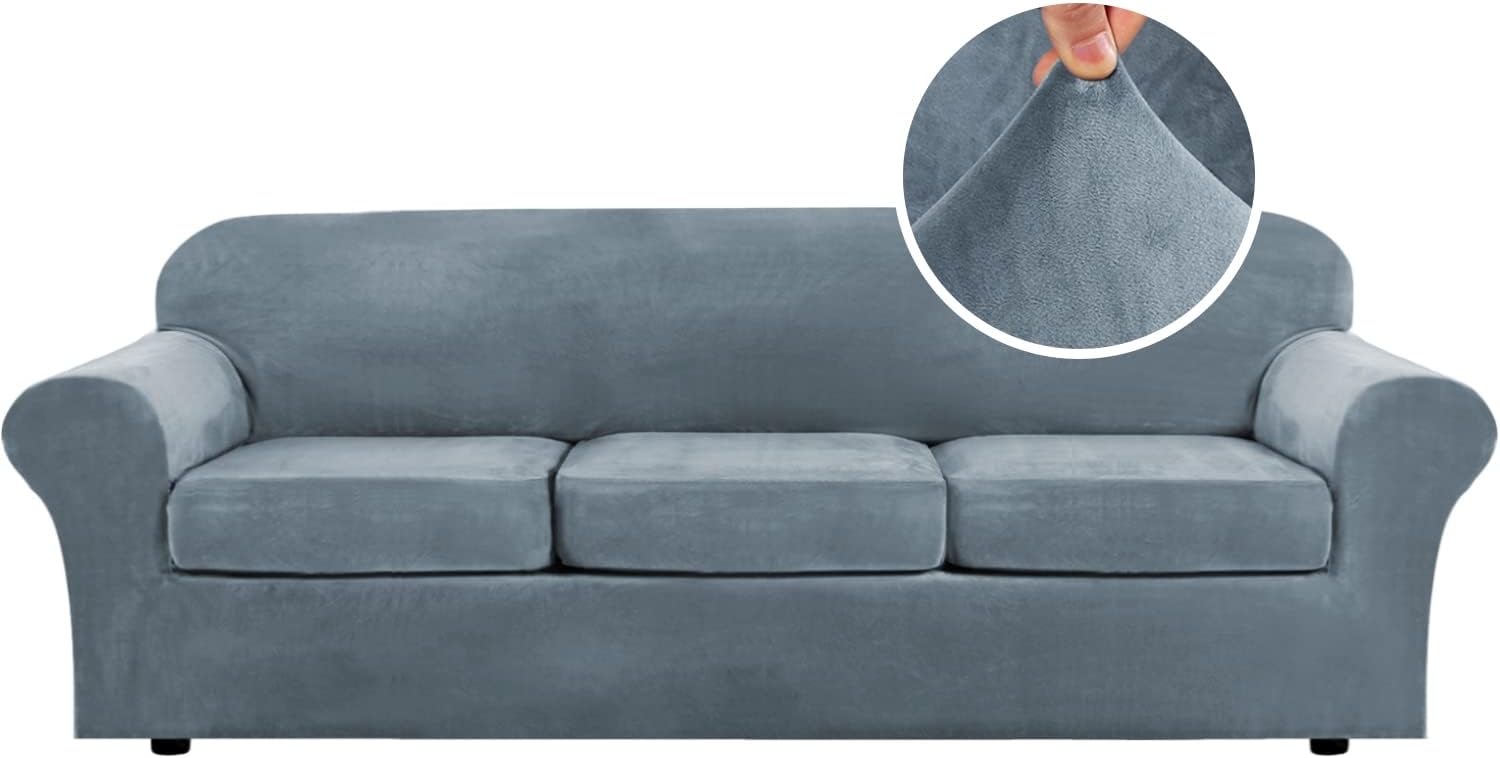 Velvet Cushion Sofa Seat Slipcover