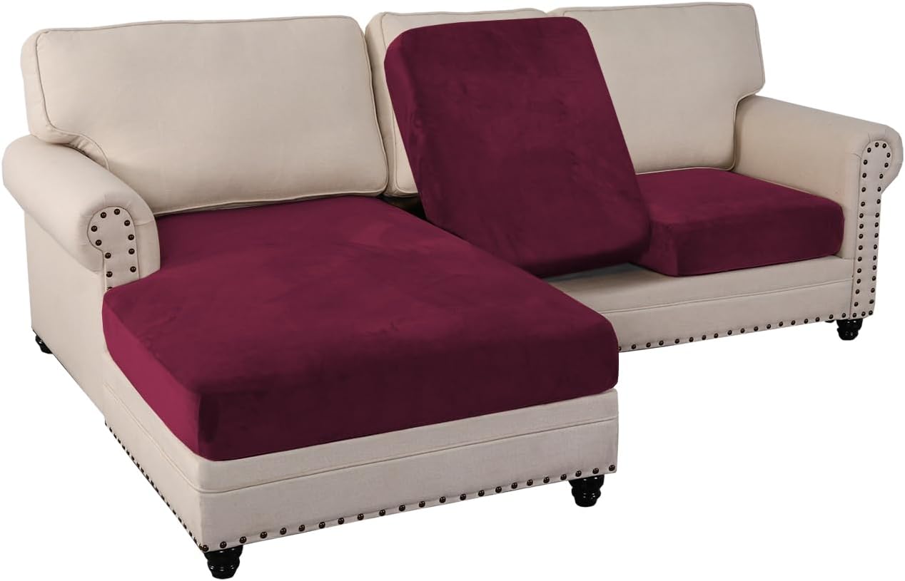 L Shaped Velvet Cushion Slipcover Sofa Couch Cover