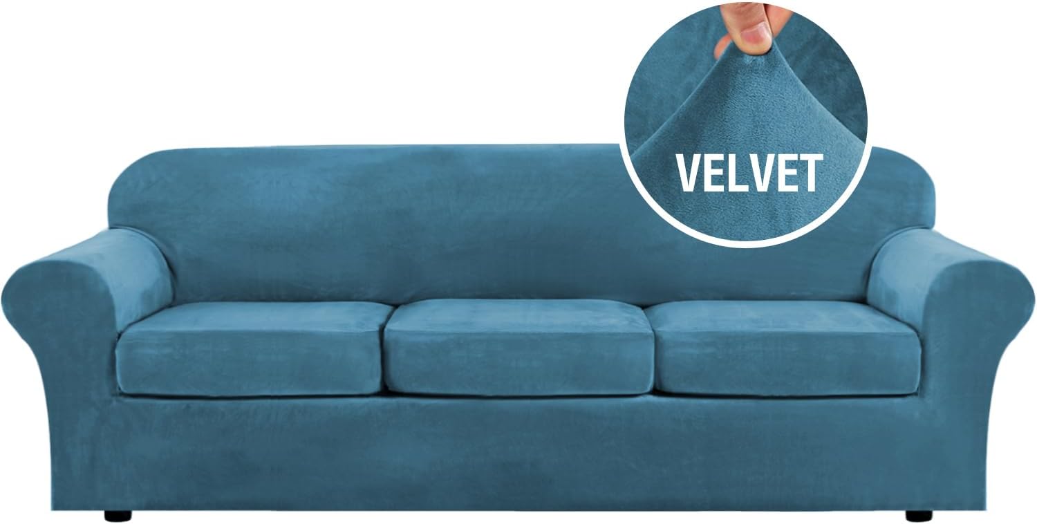 Velvet Cushion Sofa Seat Slipcover