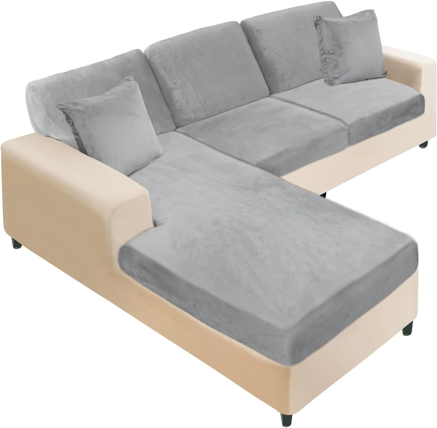 L Shaped Velvet Cushion Slipcover Sofa Couch Cover