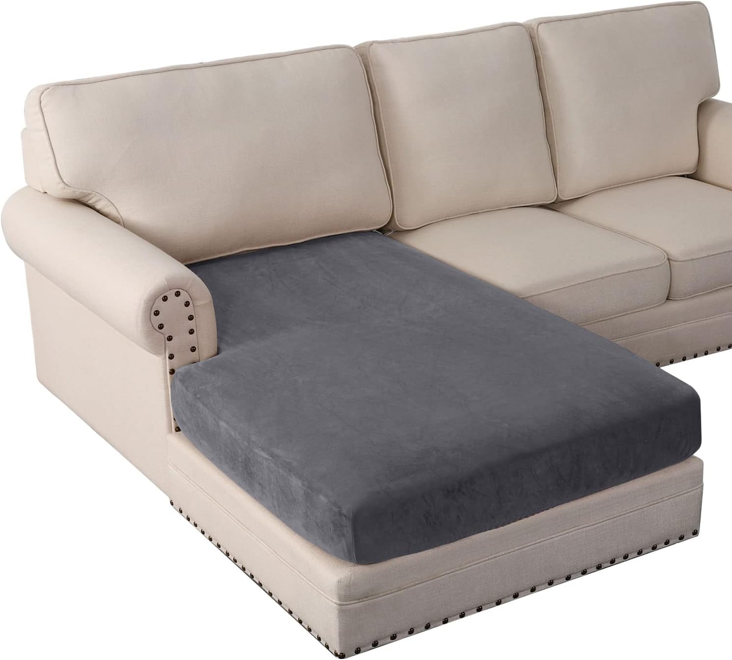 L Shaped Velvet Cushion Slipcover Sofa Couch Cover