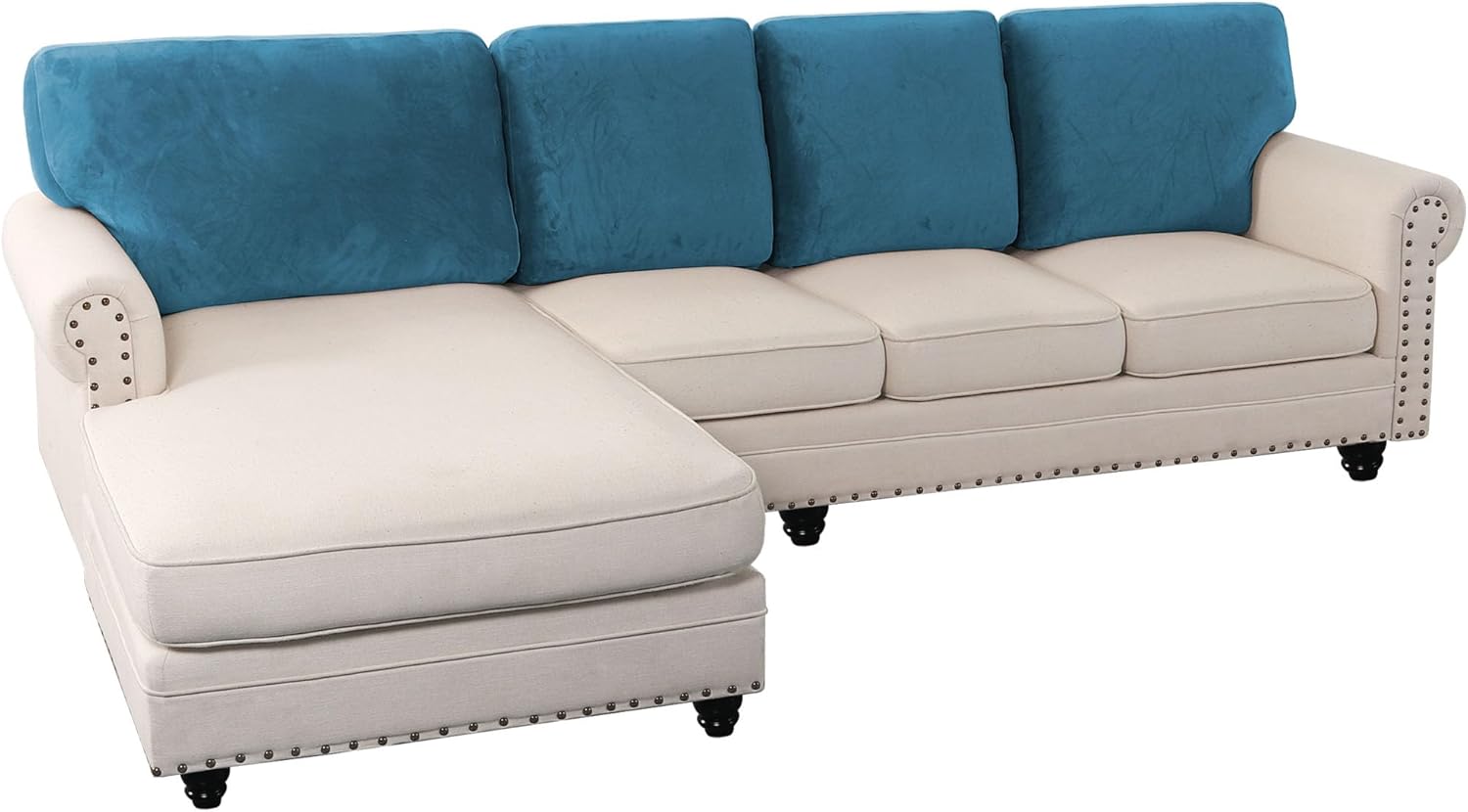 L Shaped Velvet Cushion Slipcover Sofa Couch Cover