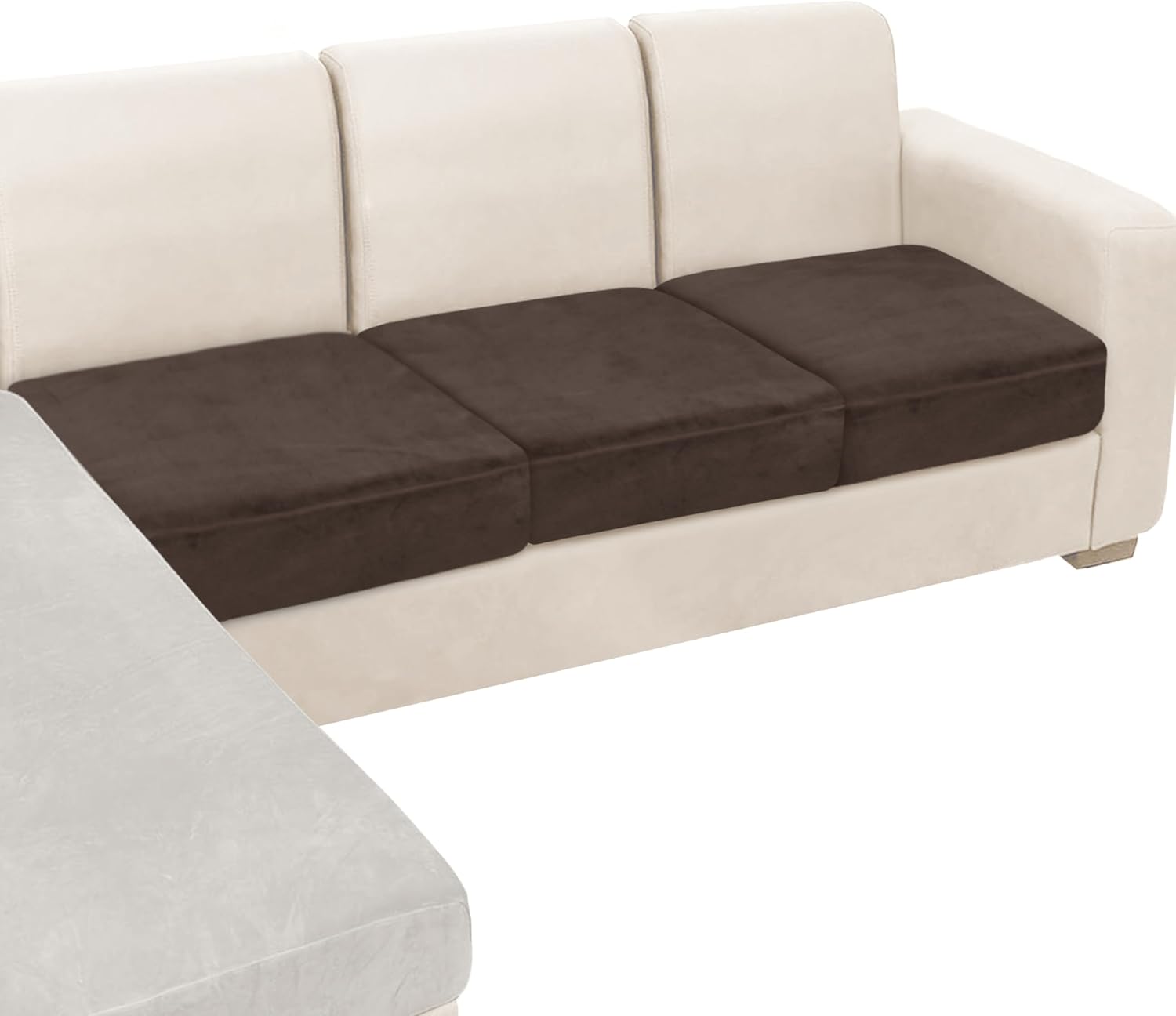 L Shaped Velvet Cushion Slipcover Sofa Couch Cover