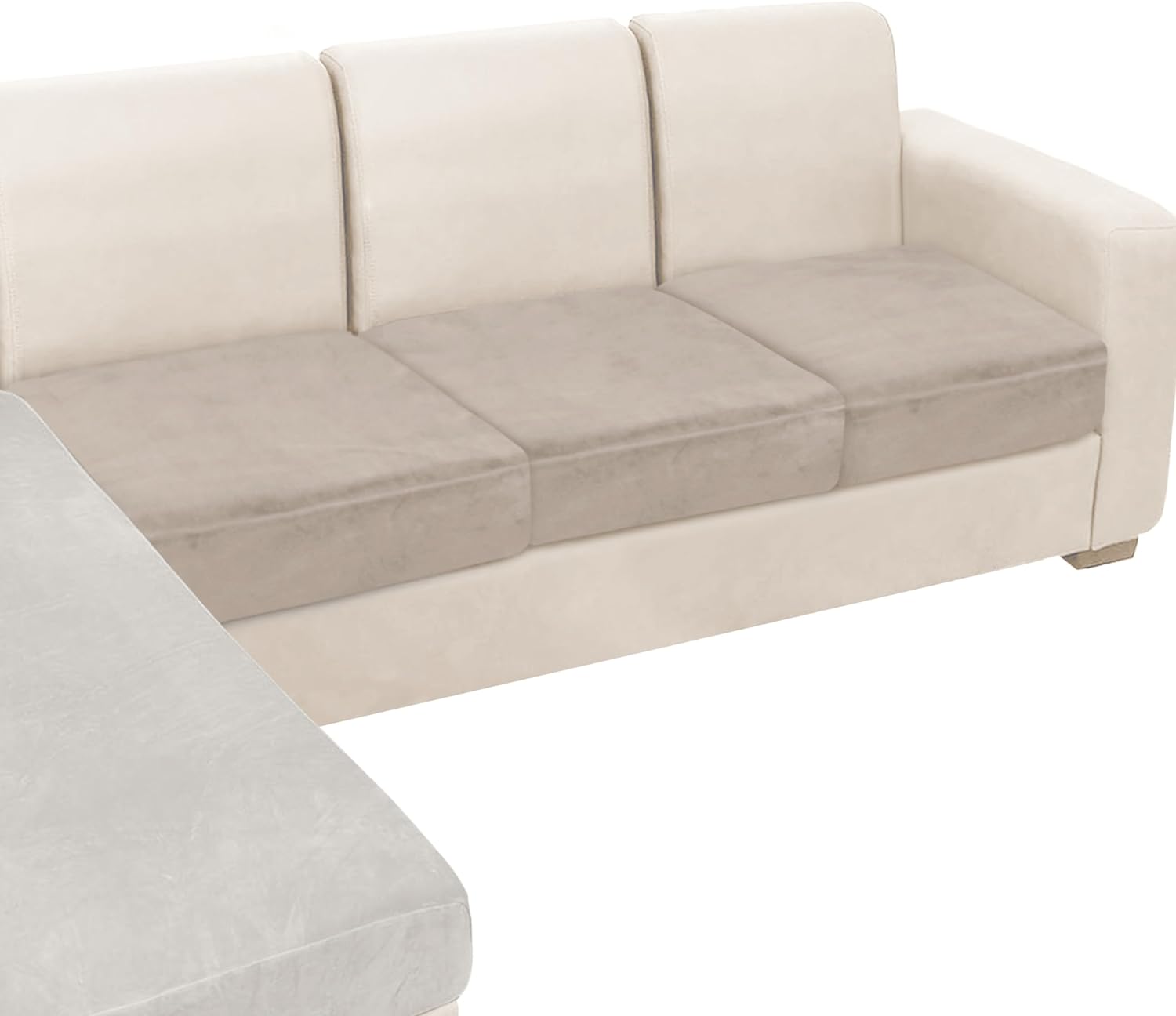 L Shaped Velvet Cushion Slipcover Sofa Couch Cover