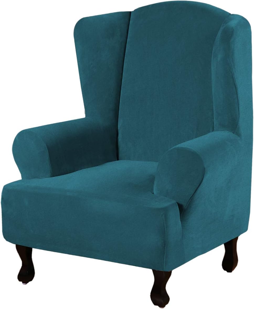 Wing Chair Seat Velvet Slipcover