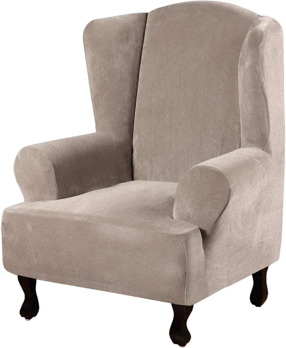Wing Chair Seat Velvet Slipcover