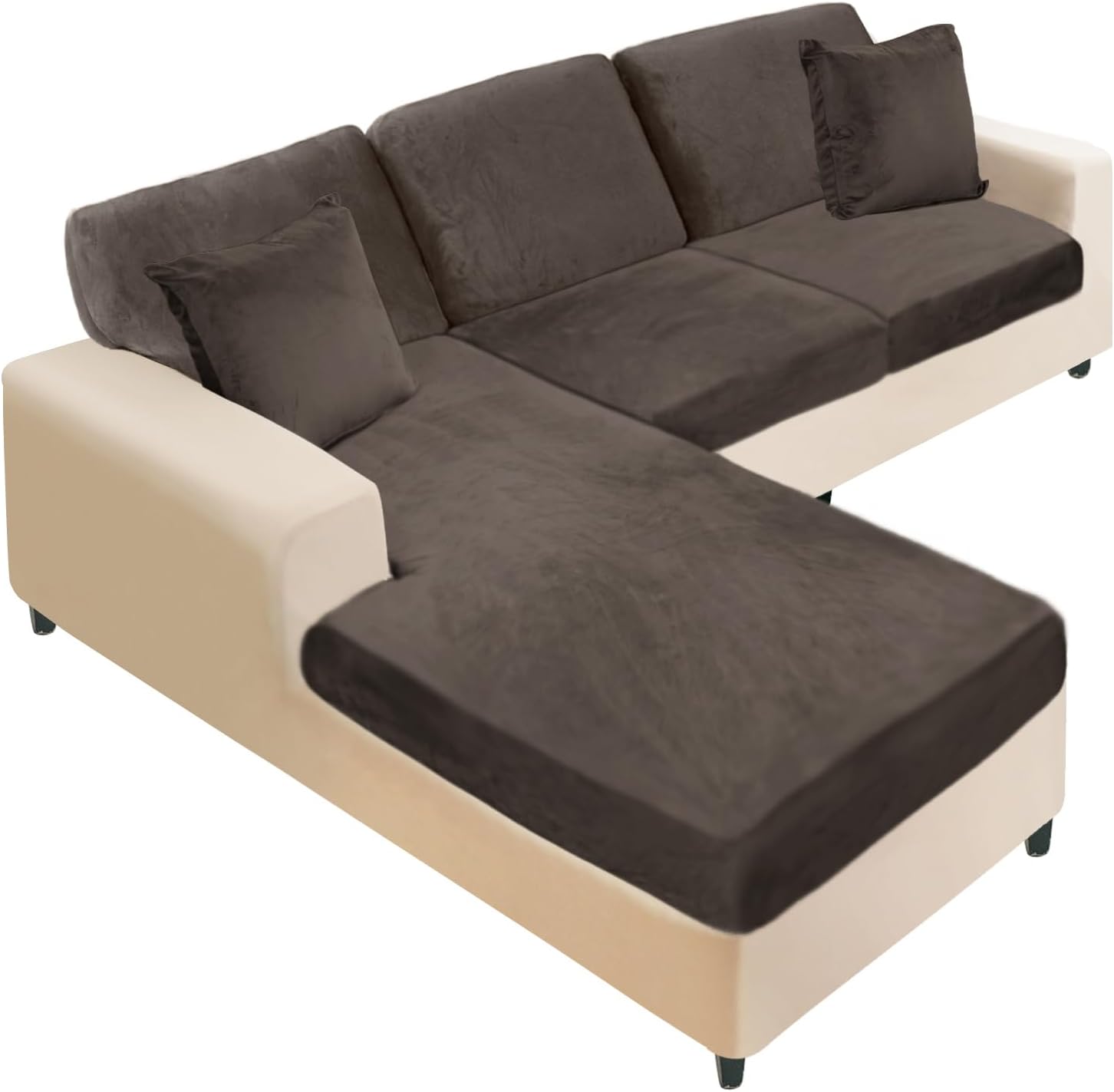 L Shaped Velvet Cushion Slipcover Sofa Couch Cover