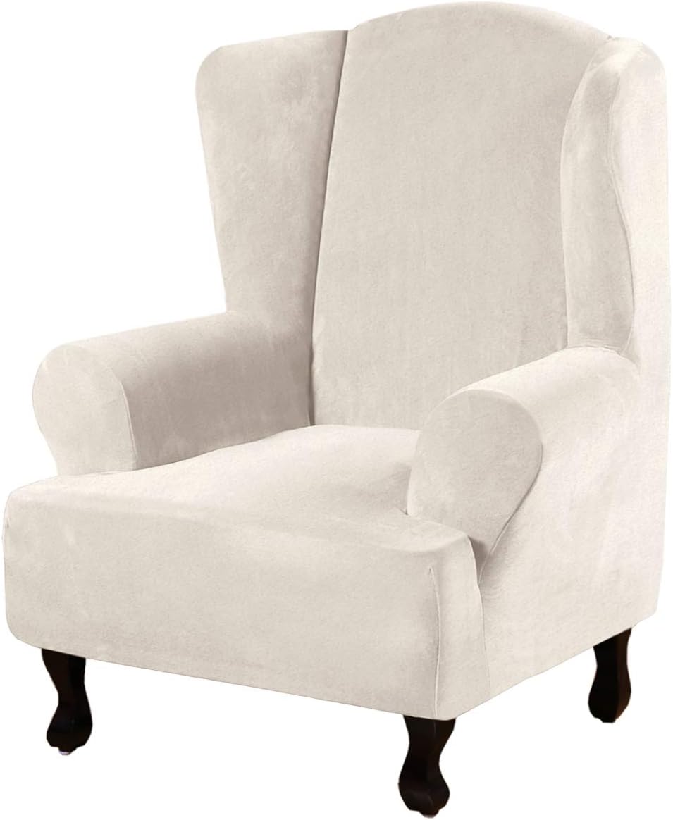 Wing Chair Seat Velvet Slipcover