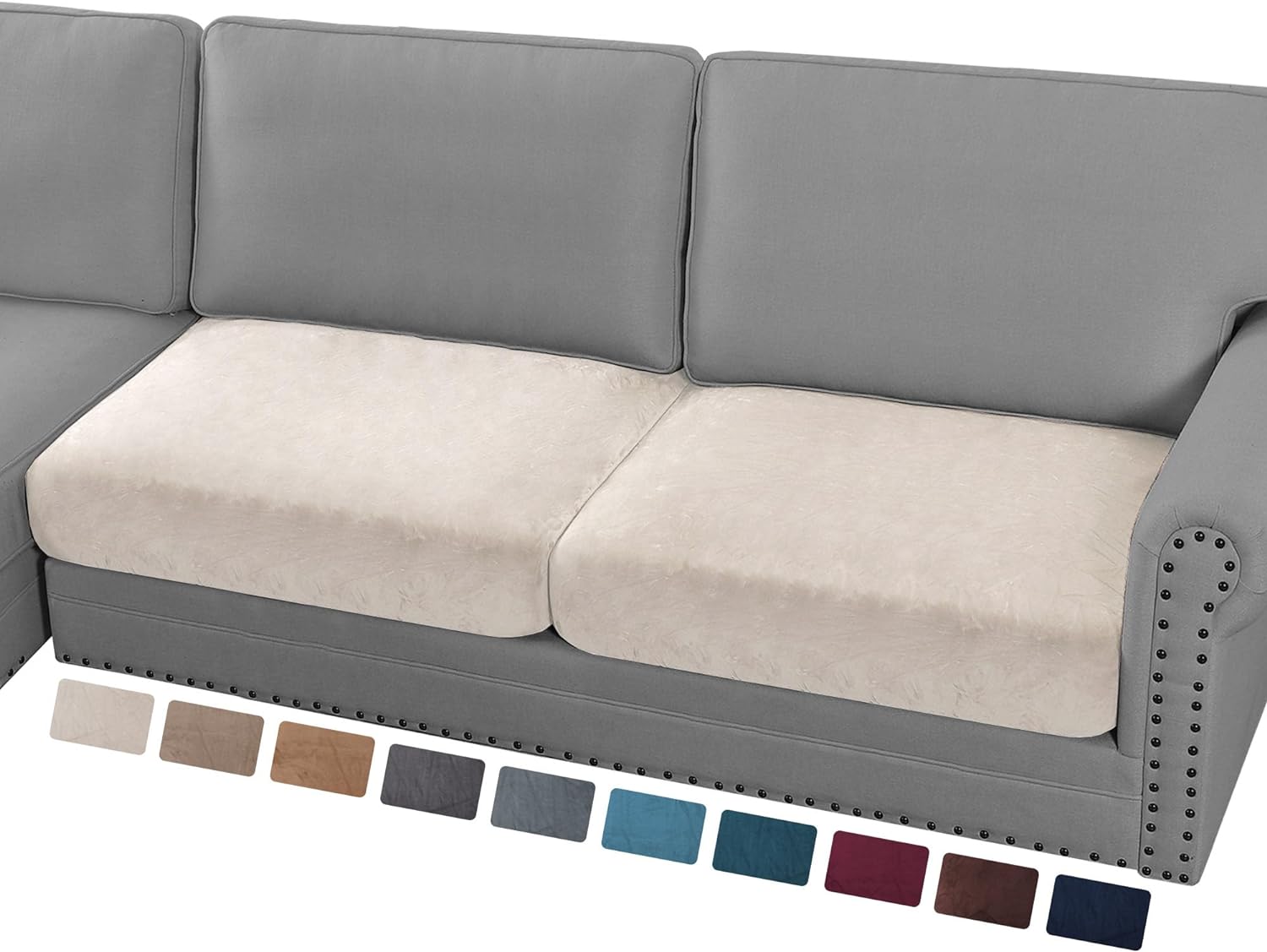 L Shaped Velvet Cushion Slipcover Sofa Couch Cover
