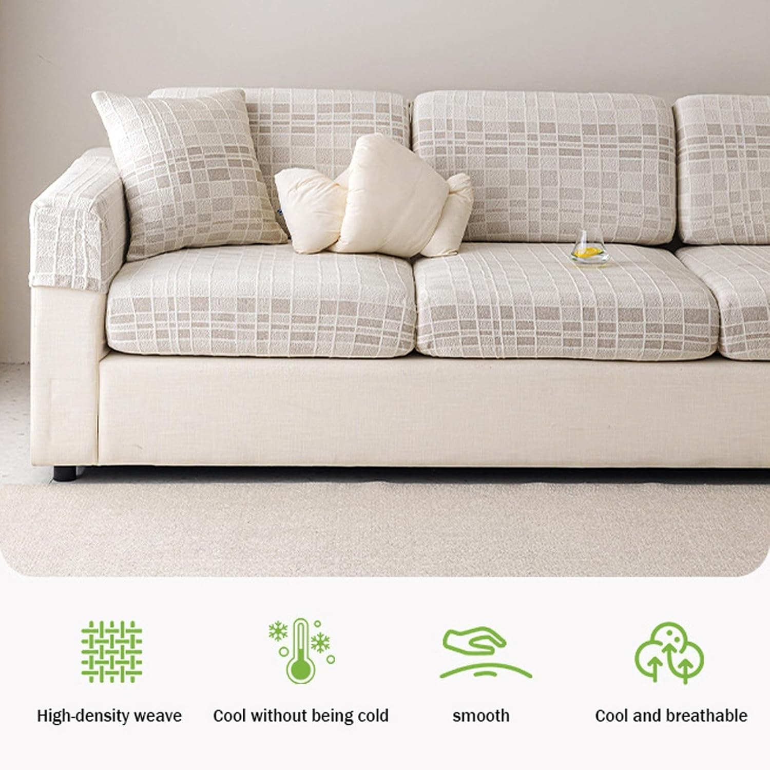 Ice Silk Cooling L Shaped Sectional Cushion Sofa Couch Cover