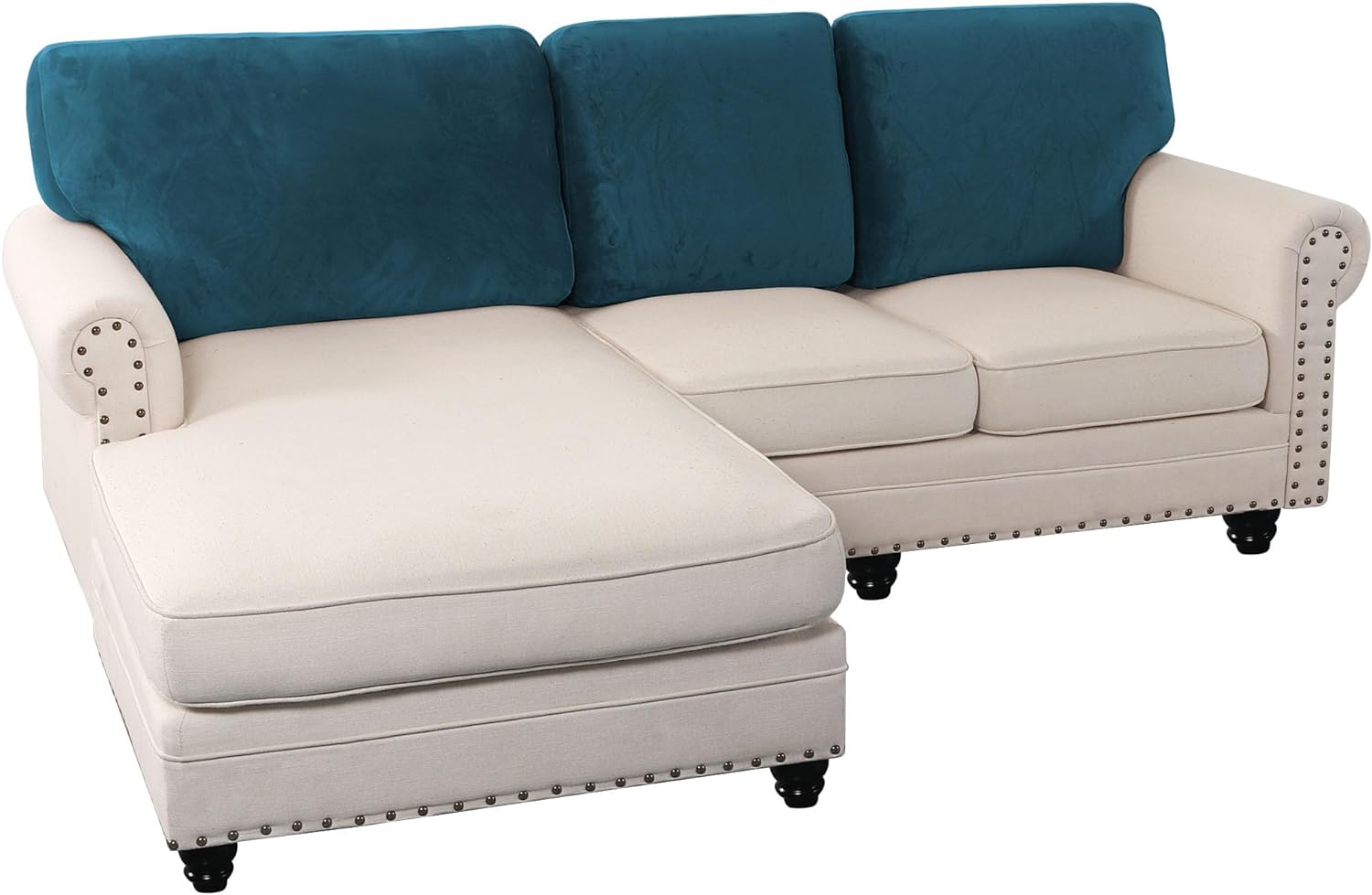 L Shaped Velvet Cushion Slipcover Sofa Couch Cover