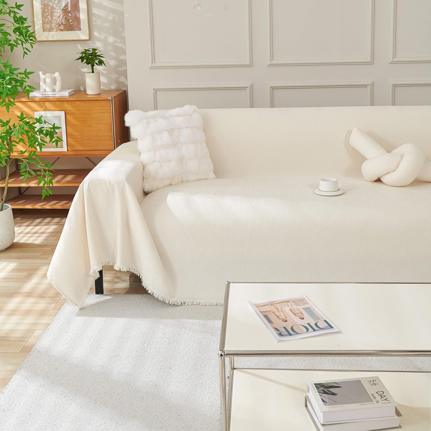 Chenille Tassels Sofa Couch Cover