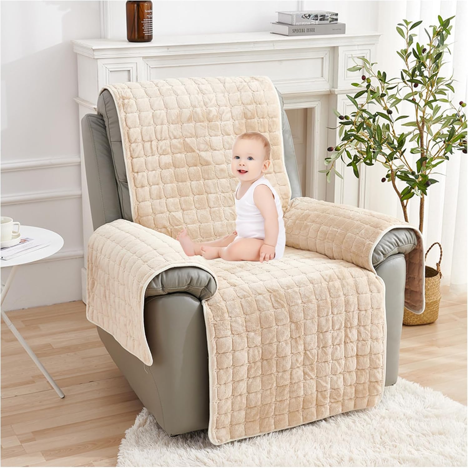 Non-Slip Fuzzy Fluffy Slipcover Lazy Boy Chair Cover