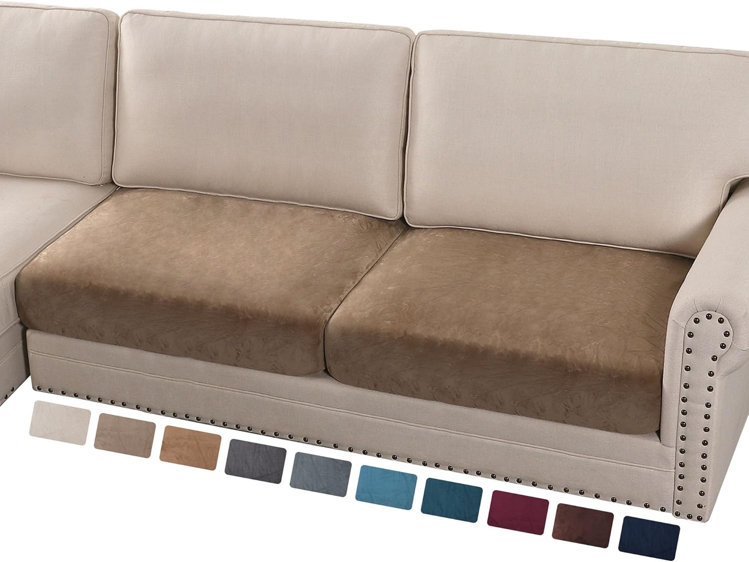 L Shaped Velvet Cushion Slipcover Sofa Couch Cover