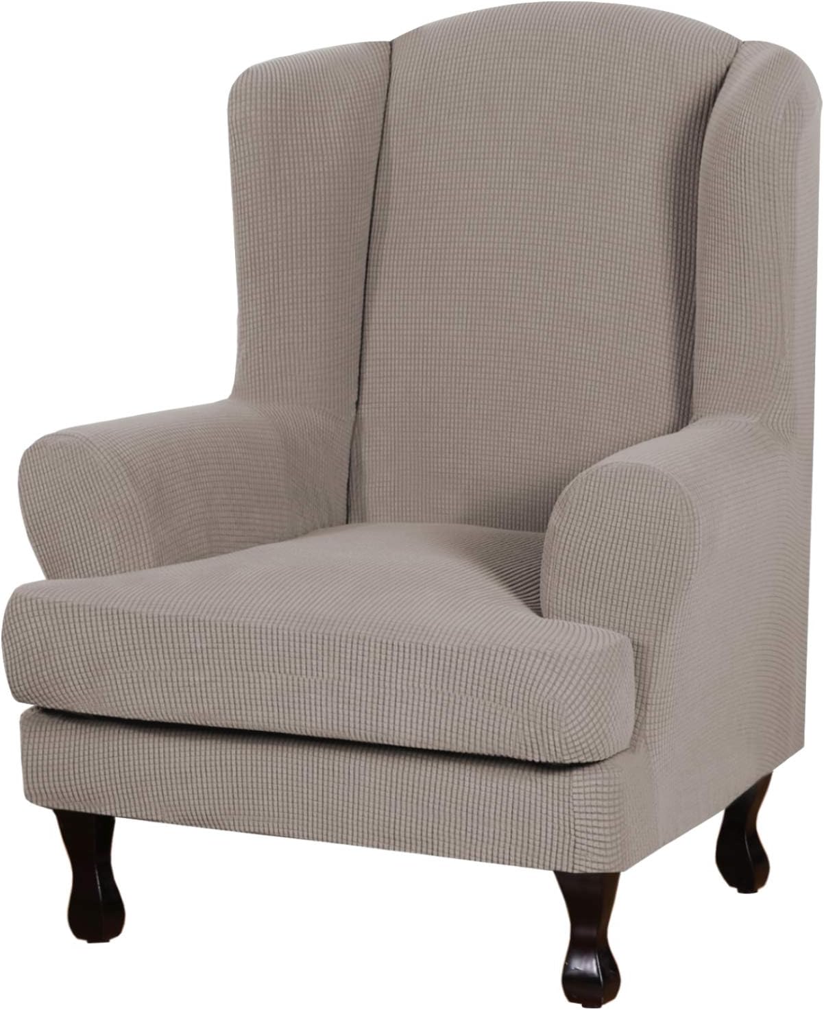 Jacquard Wing Chair Cover Seat Slipcover