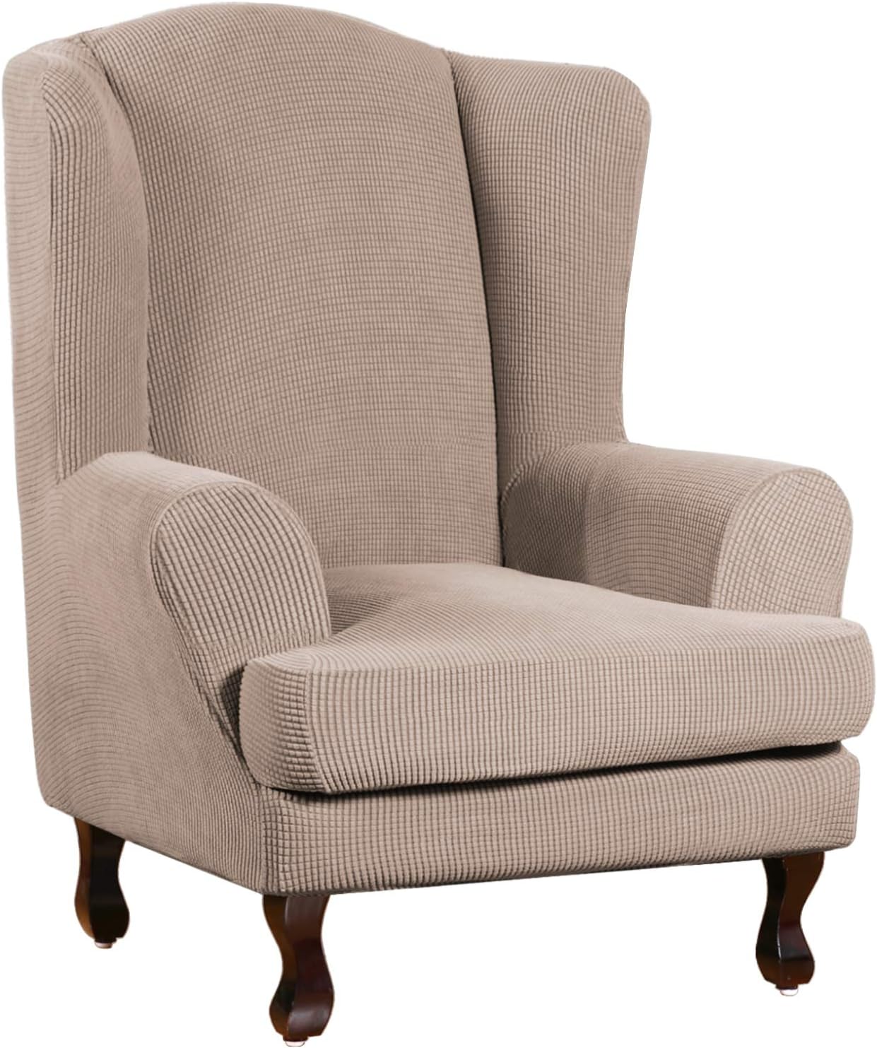 Jacquard Wing Chair Cover Seat Slipcover