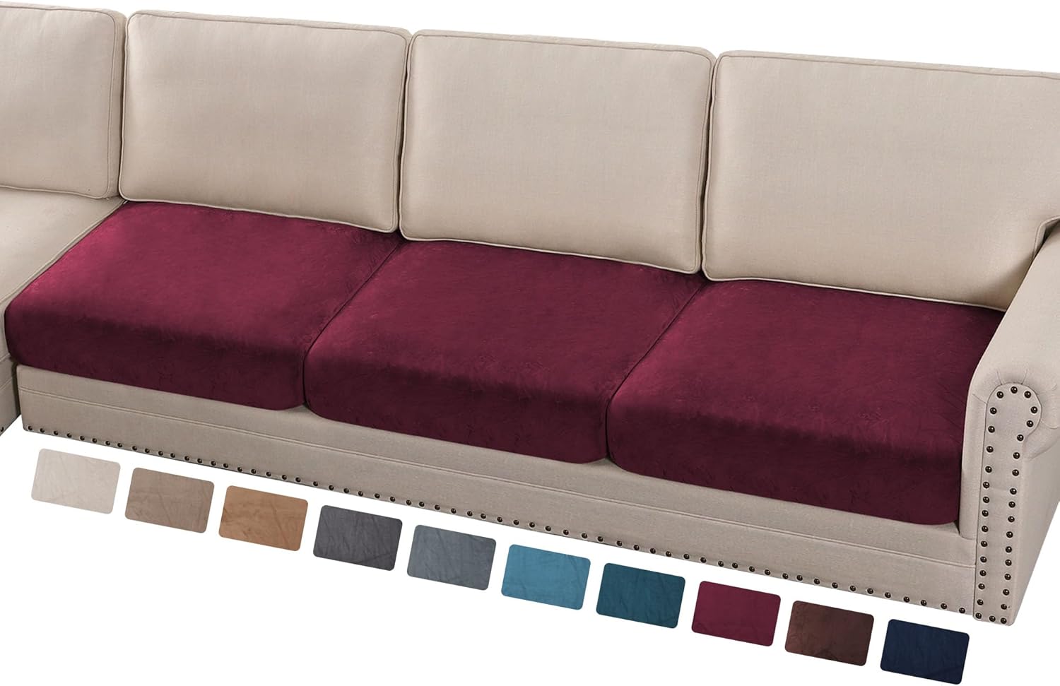 L Shaped Velvet Cushion Slipcover Sofa Couch Cover