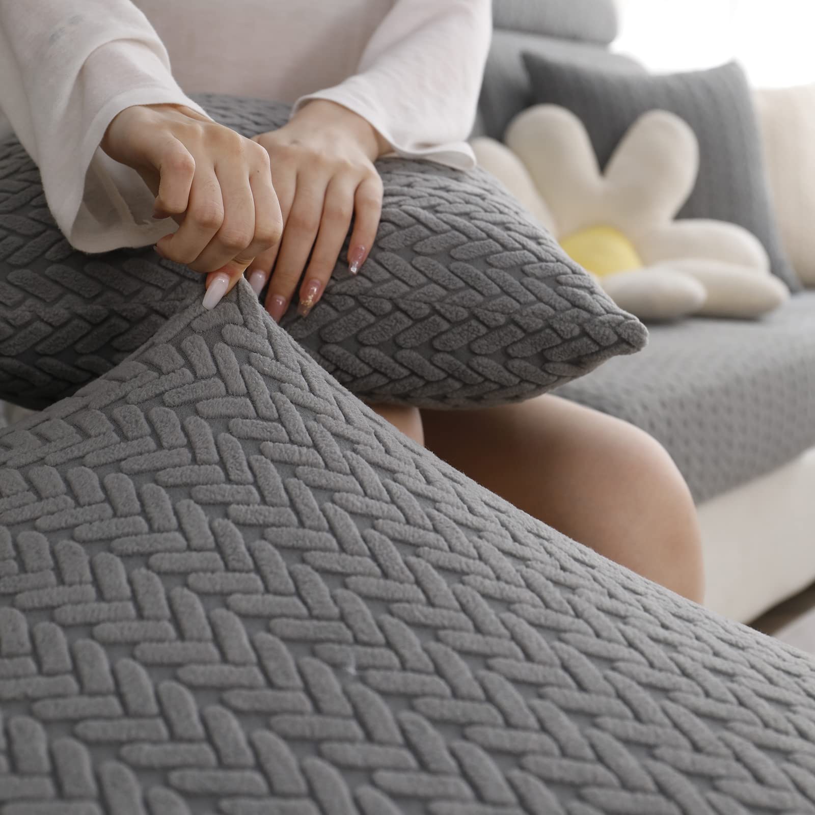 Anti-Slip L Shaped Jacquard Cushion Sofa Couch Cover