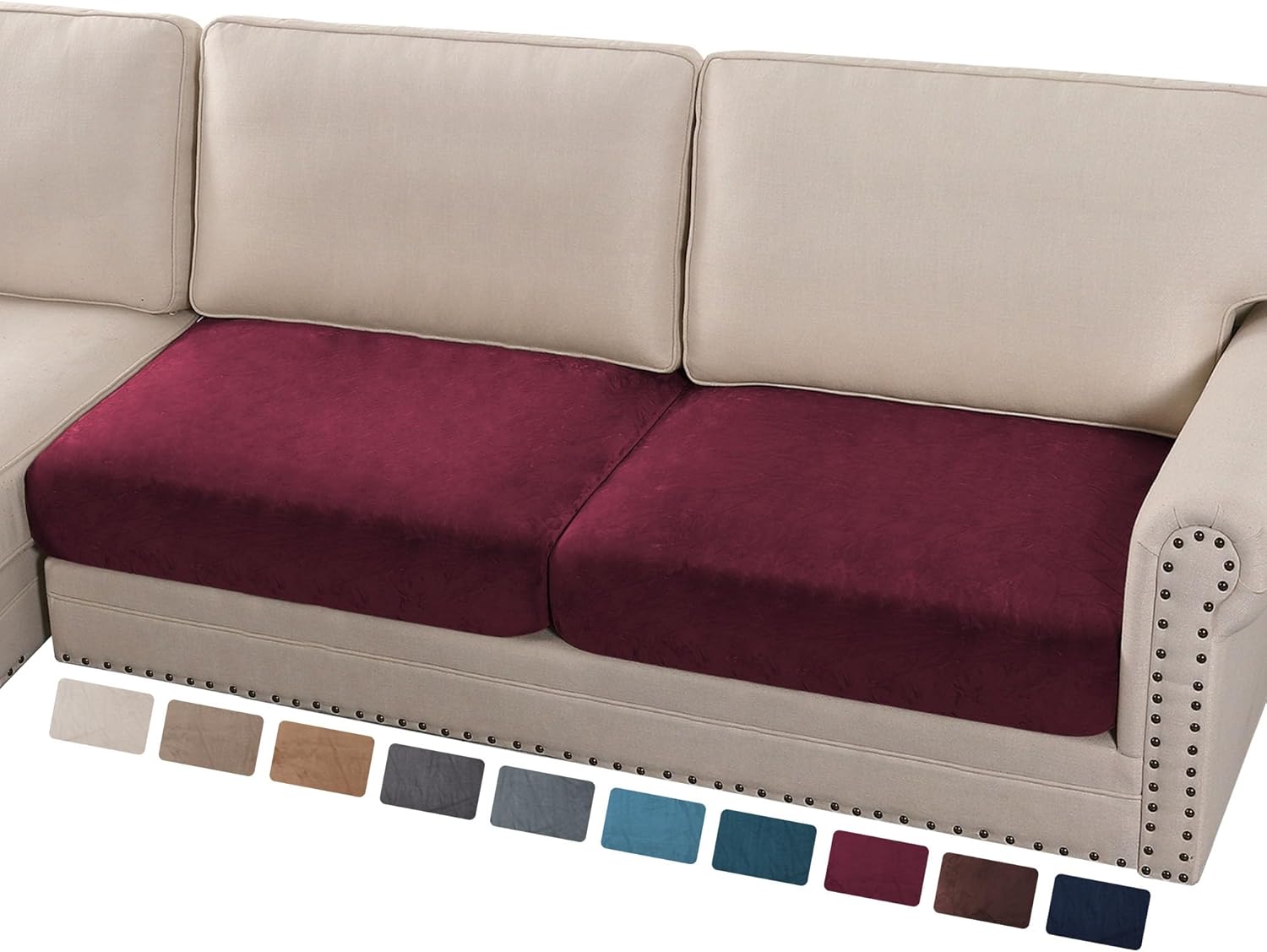L Shaped Velvet Cushion Slipcover Sofa Couch Cover