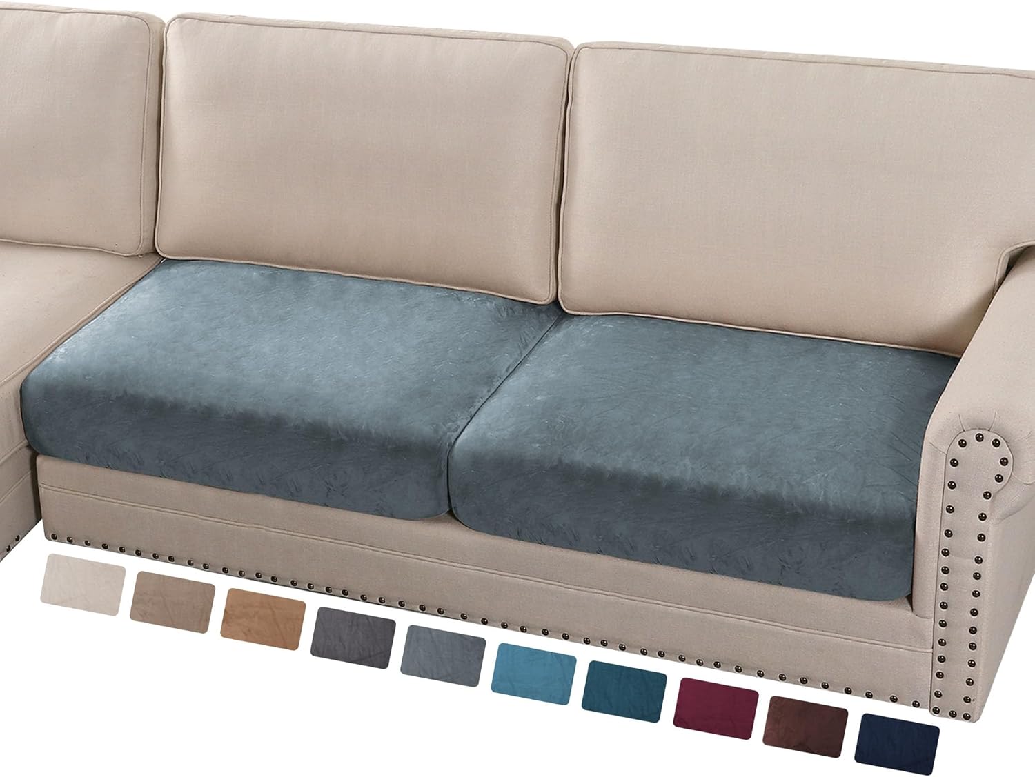 L Shaped Velvet Cushion Slipcover Sofa Couch Cover