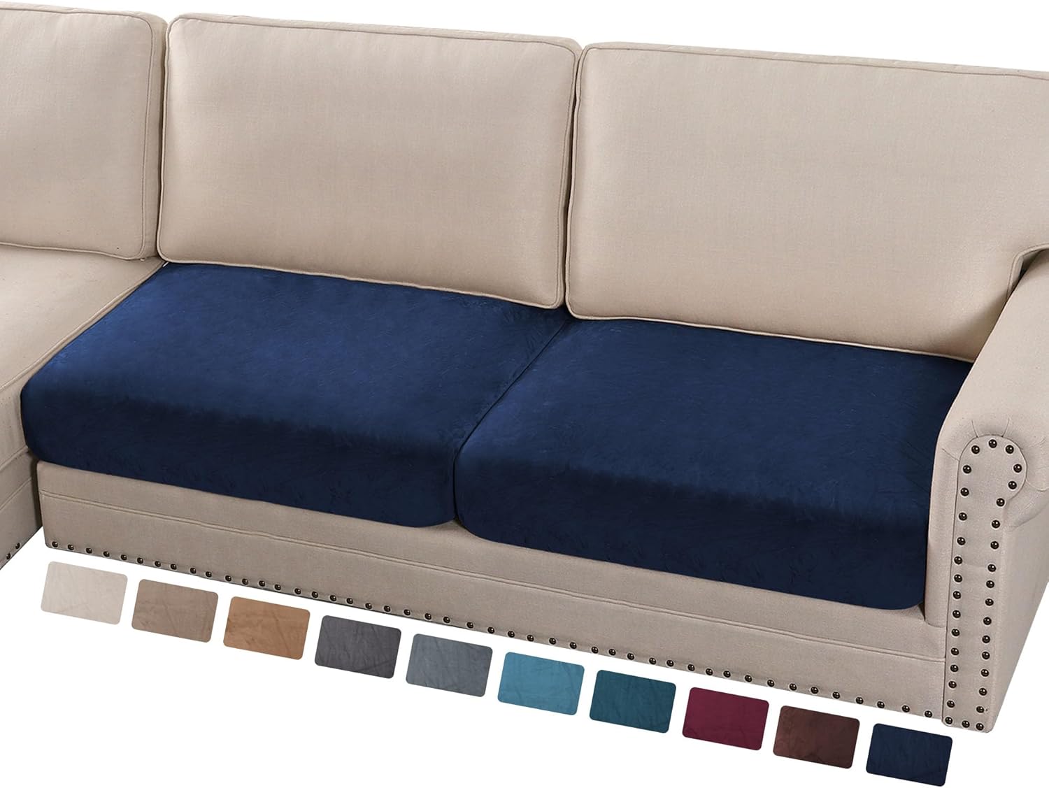 L Shaped Velvet Cushion Slipcover Sofa Couch Cover