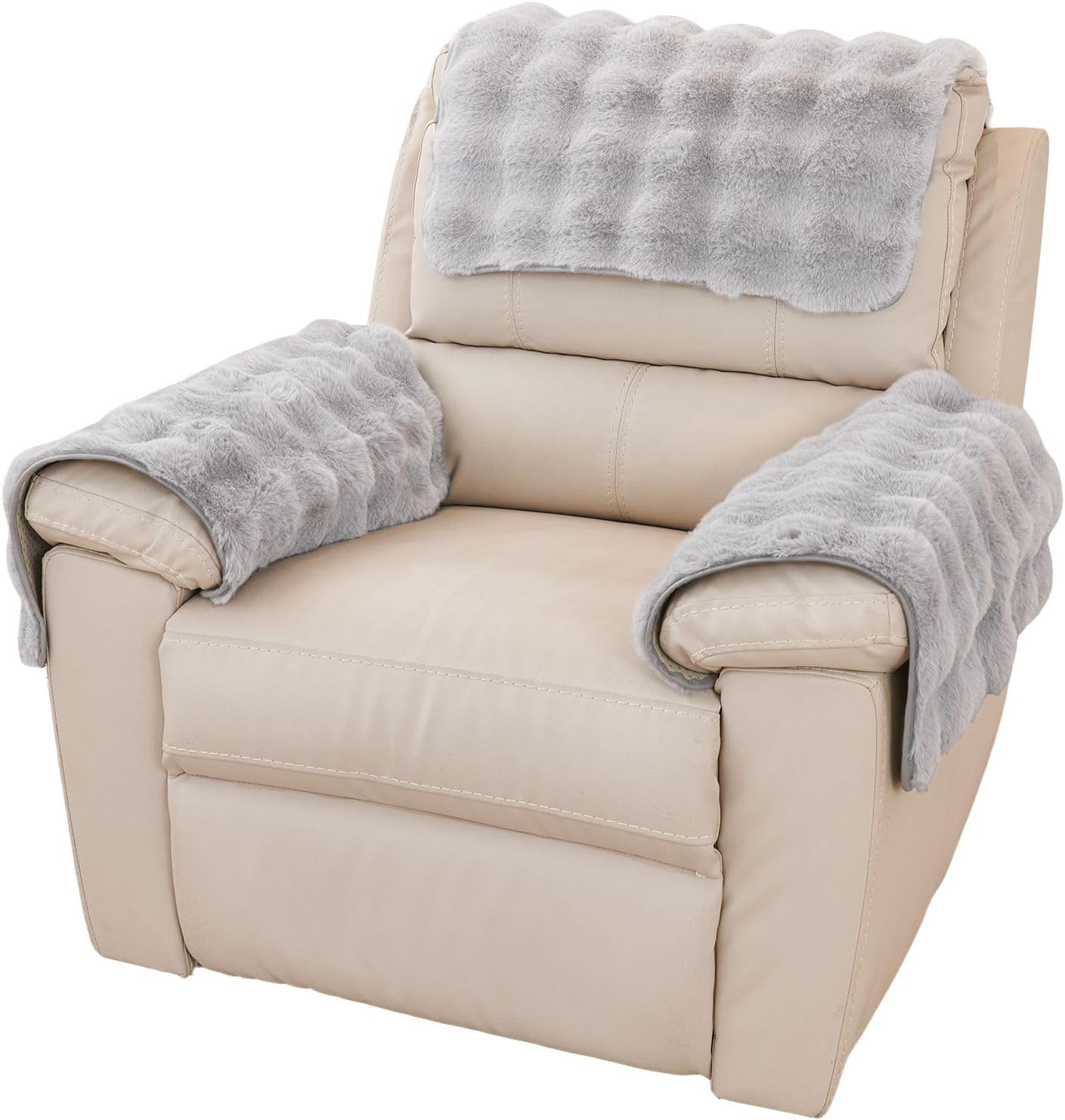 Non-Slip Plush Rabbit Slipcover Lazy Boy Chair Recliner Armrest Cover