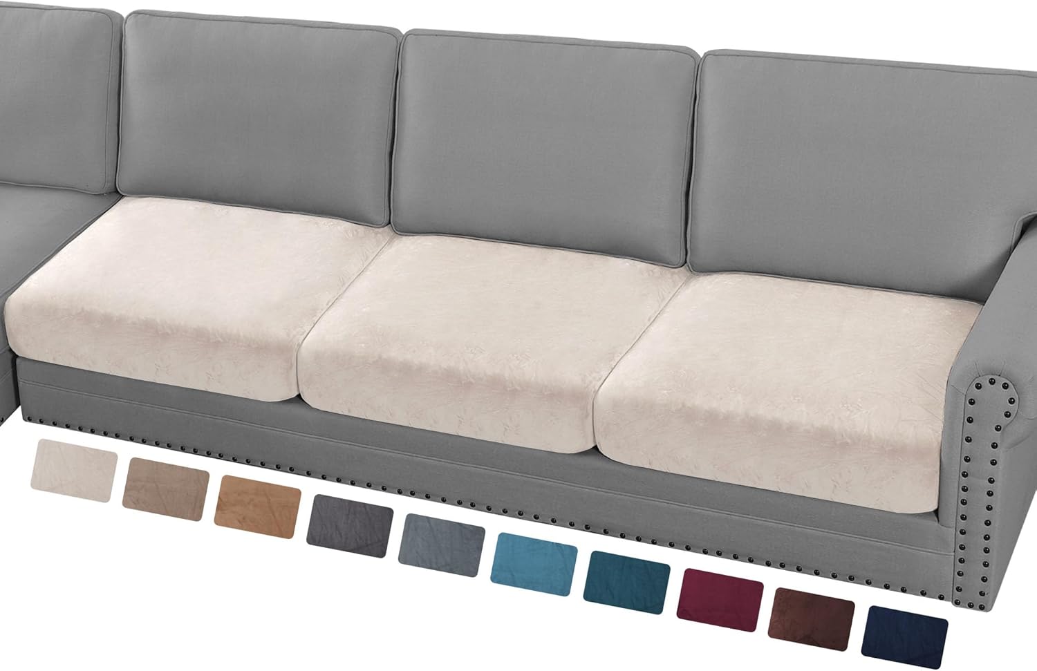 L Shaped Velvet Cushion Slipcover Sofa Couch Cover