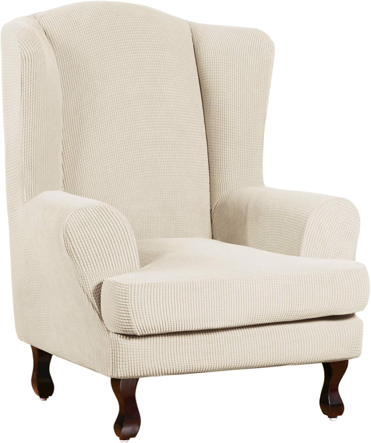 Jacquard Wing Chair Cover Seat Slipcover
