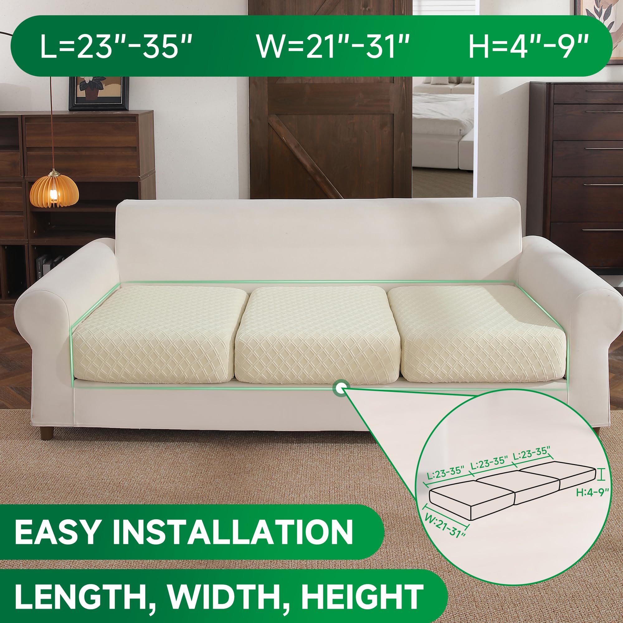 Anti Slip Cushion L Shaped Diamond Sectional Sofa Couch Cover