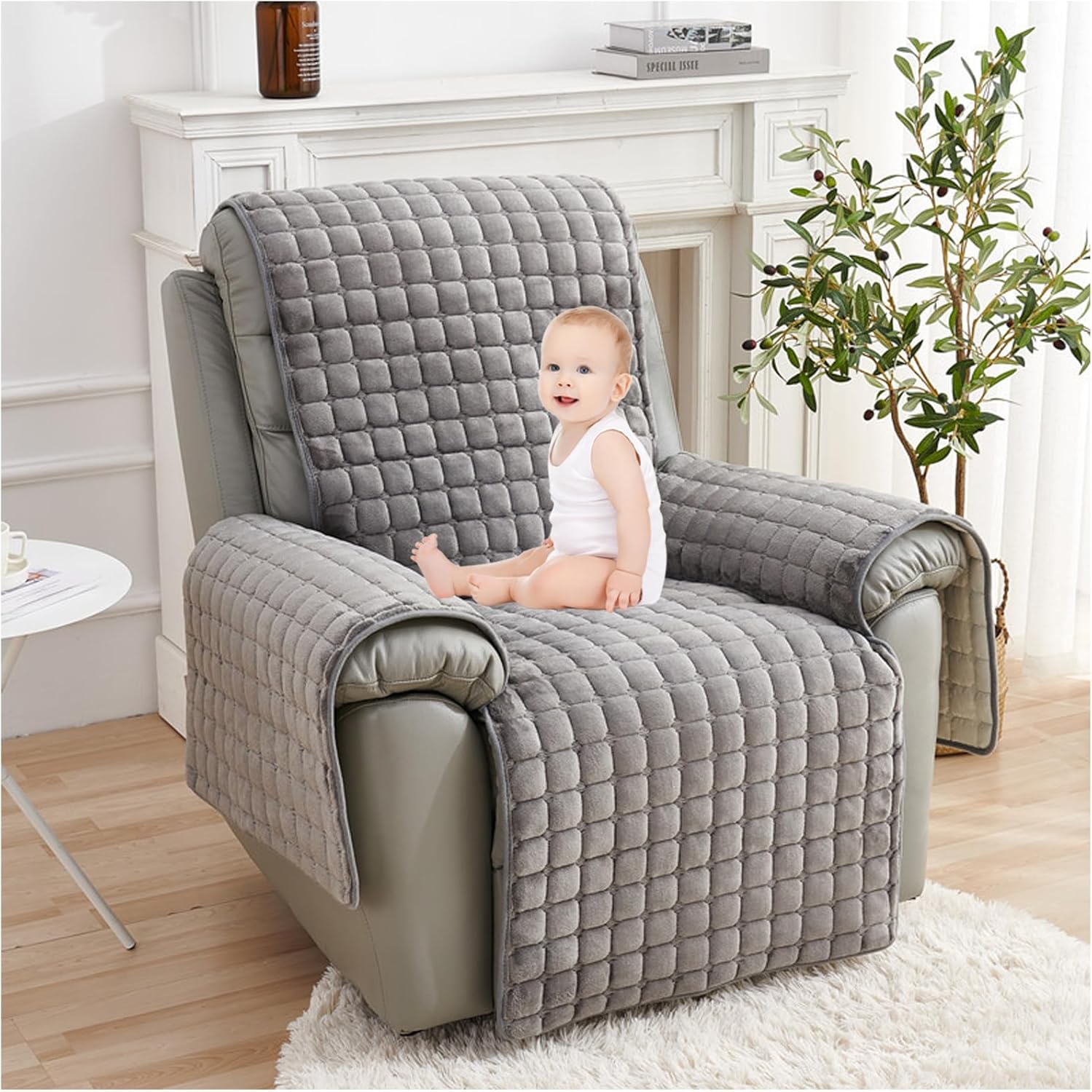 Non-Slip Fuzzy Fluffy Slipcover Lazy Boy Chair Cover