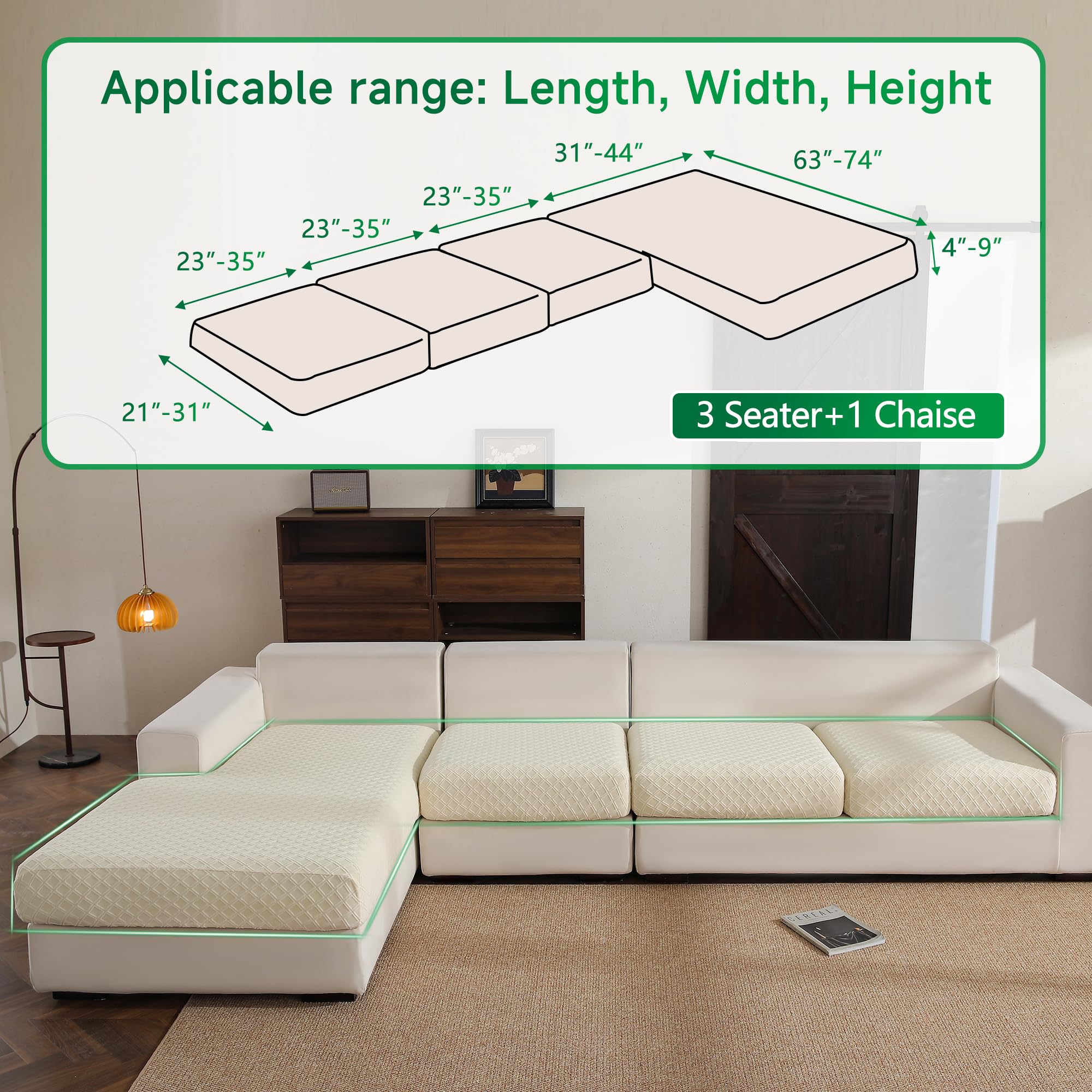 Anti Slip Cushion L Shaped Diamond Sectional Sofa Couch Cover